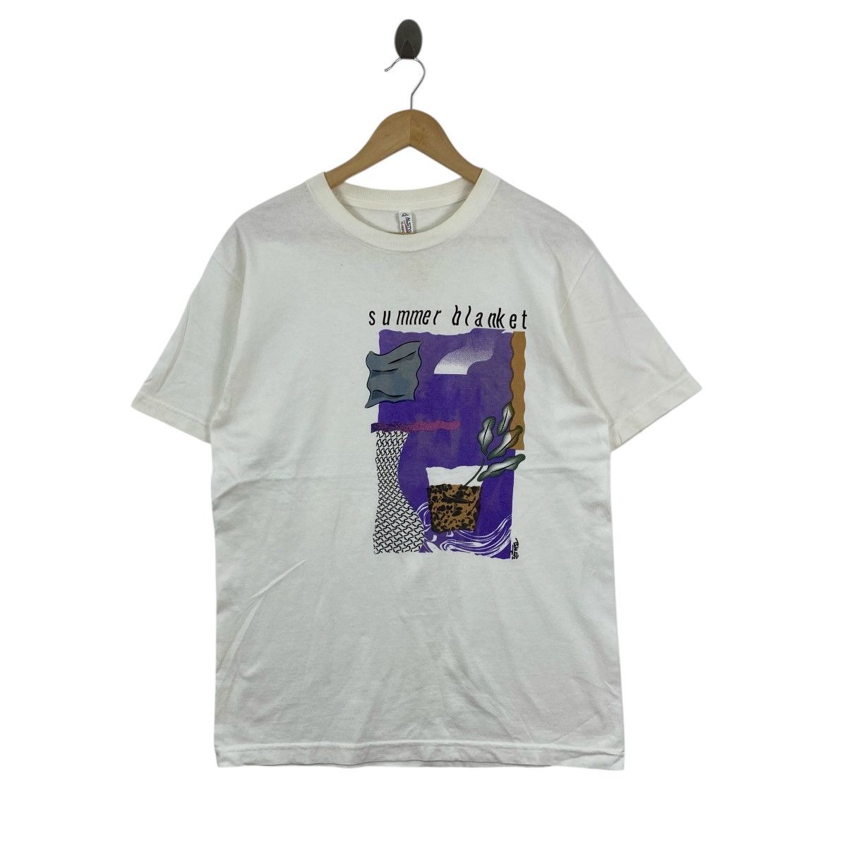 Vintage VTG Alstyle Summer Blanket Abstract Art Shirt Size M White Size US M / EU 48-50 / 2 - 1 Thumbnail