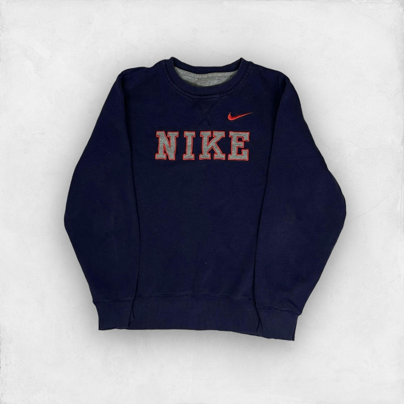 Nike × Vintage Nike Men's Navy Spellout Swoosh Fleece Pullover Sweatshirt Size US XS / EU 42 / 0 - 1 Thumbnail