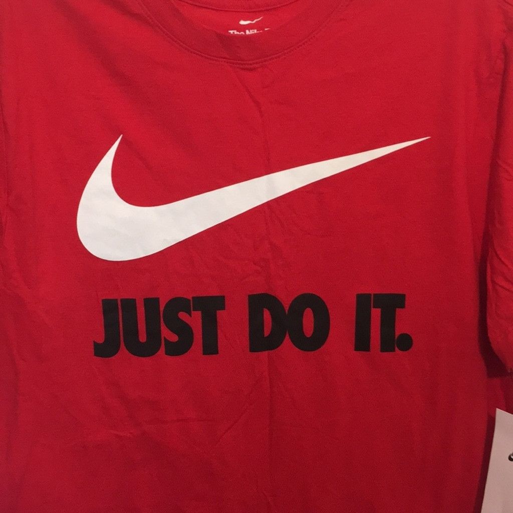 Nike NWT Mens Nike Logo JUST DO IT Red Short Sleeve Tee: Size Med Size US M / EU 48-50 / 2 - 2 Thumbnail