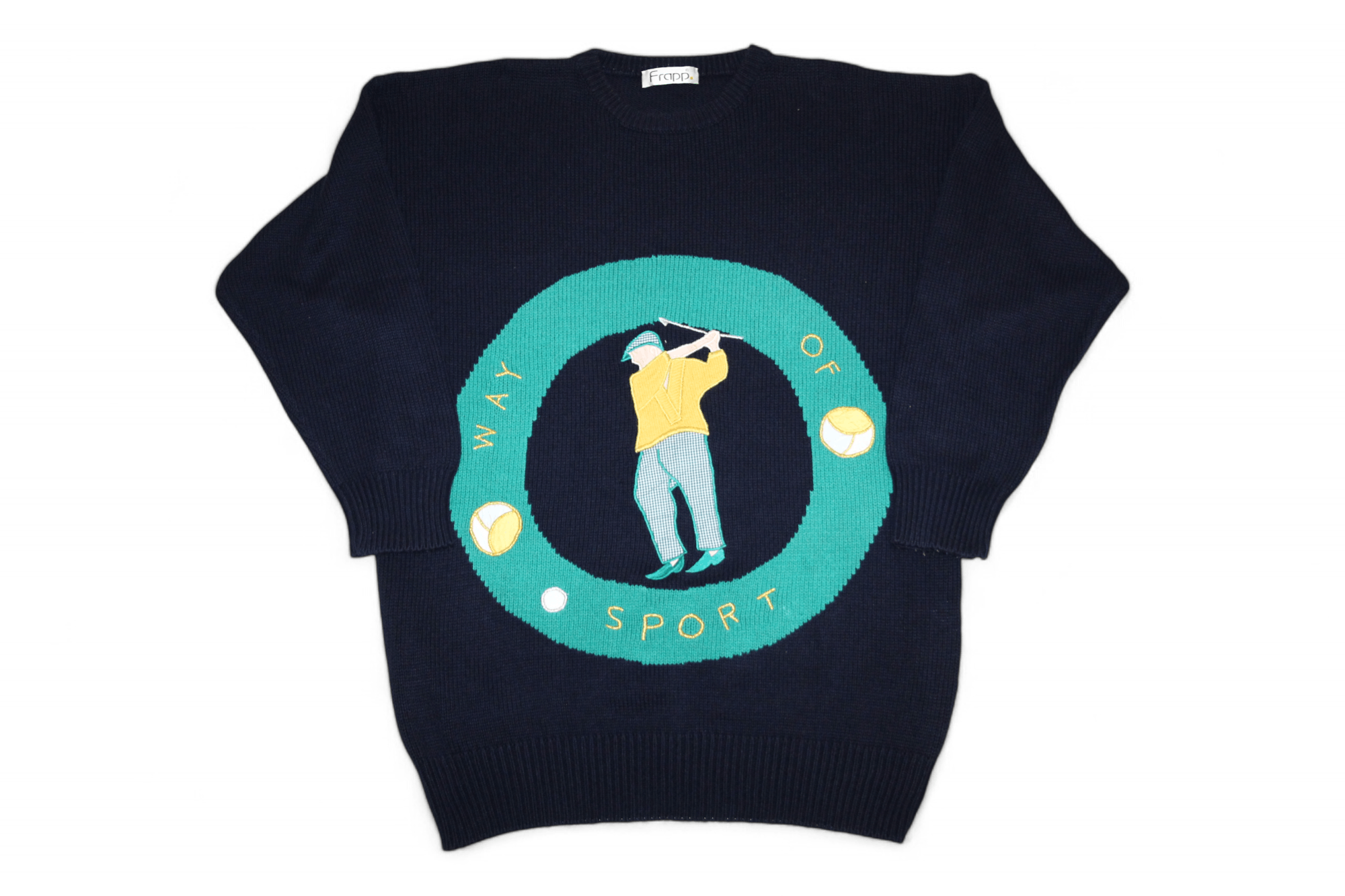 Homespun Knitwear 90s Frapp Way of Sport Royal Golfman Embroidery Knitwear Size US L / EU 52-54 / 3 - 1 Thumbnail