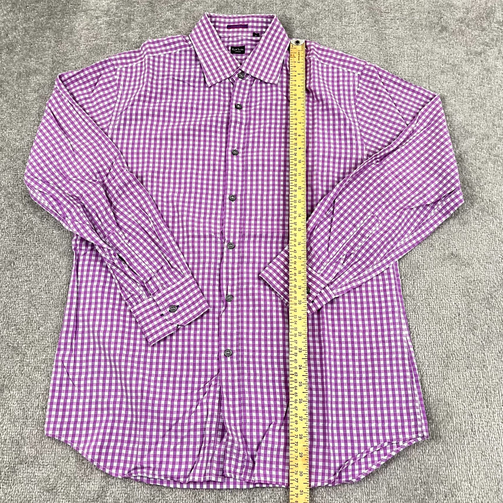 Paul Smith PAUL SMITH London Shirt Mens Regular Size 43 17 Purple Gray Check Button Up Long Sleeve, Multicolor, Cotton, Dress, Classic, London, Men Size US XL / EU 56 / 4 - 3 Thumbnail