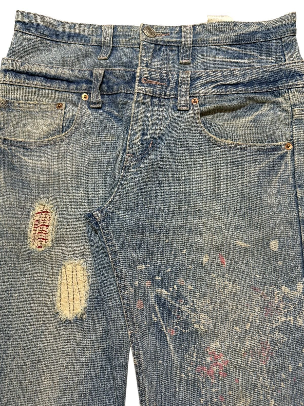 If Six Was Nine Vintage 90s Japan Double Waist Faded Paint Splatter Skull Size US 31 - 4 Thumbnail