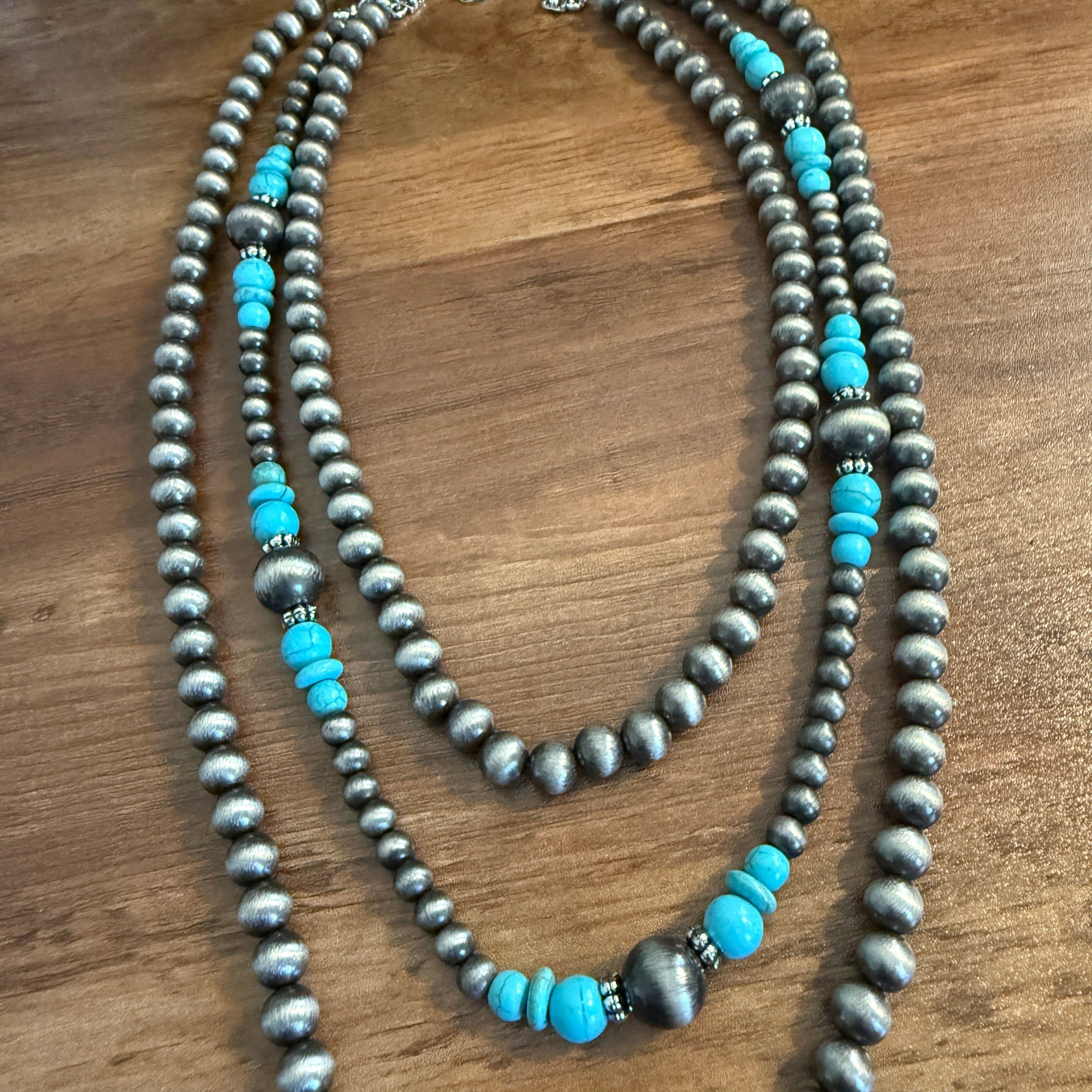 Other Vintage Style Multi Layer Turquoise Faux Pearl Necklace Size ONE SIZE - 5 Thumbnail