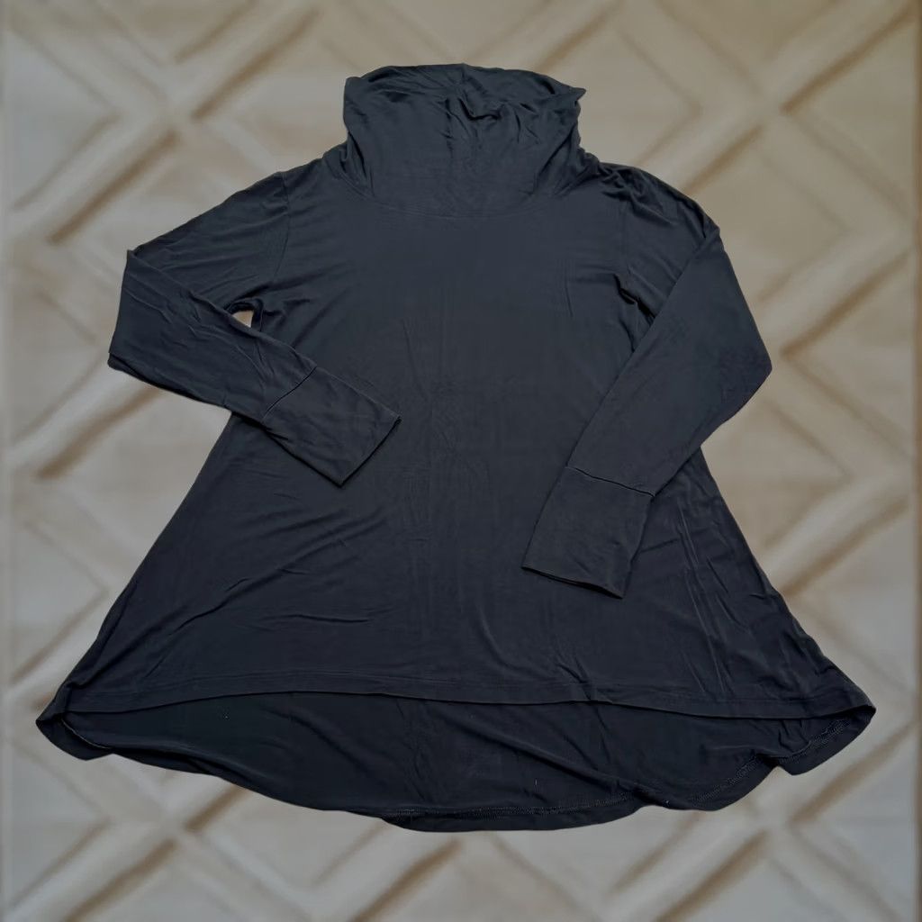 Vintage Cuddl Duds Cowl Neck Hi-Low Shift Dress Women XL Black Long Sleeve Stretch Soft Knit Casual Sleeve Pastel? No Size XL / US 12-14 / IT 48-50 - 1 Thumbnail