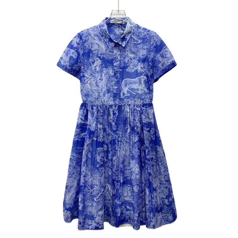 Dior Dior Blue Cotton Women's Dress 0089 Size M / US 6-8 / IT 42-44 - 1 Thumbnail