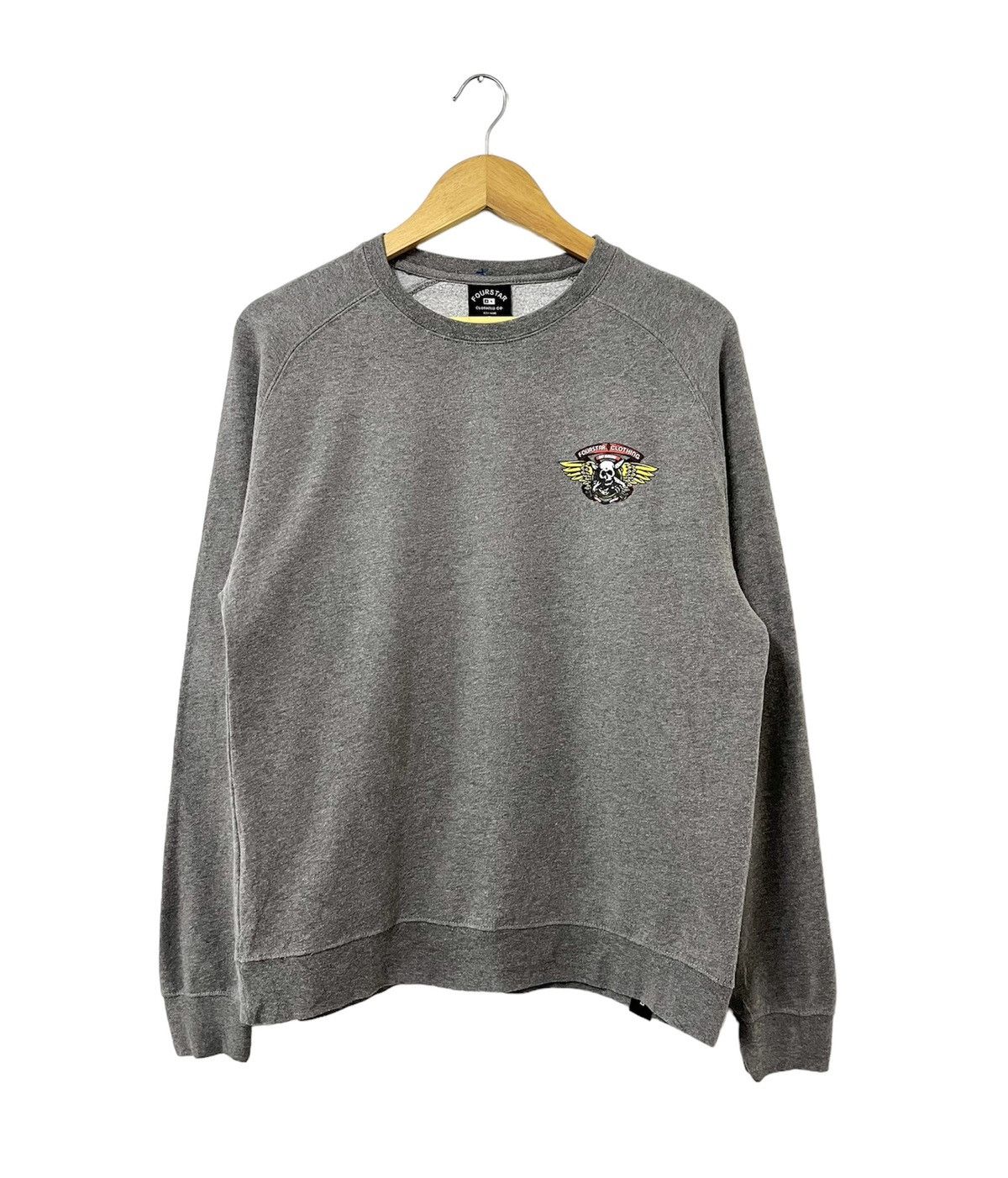 image of Fourstar Guy Mariano Winged Ripper Skateboard Sweatshirt in Grey, Men's (Size Medium)