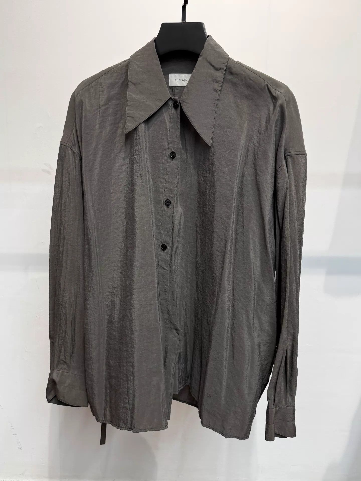 Lemaire Lemaire Oversized Dry Silk Shirt Gray Camel FR34 Size XS / US 0-2 / IT 36-38 - 5 Thumbnail