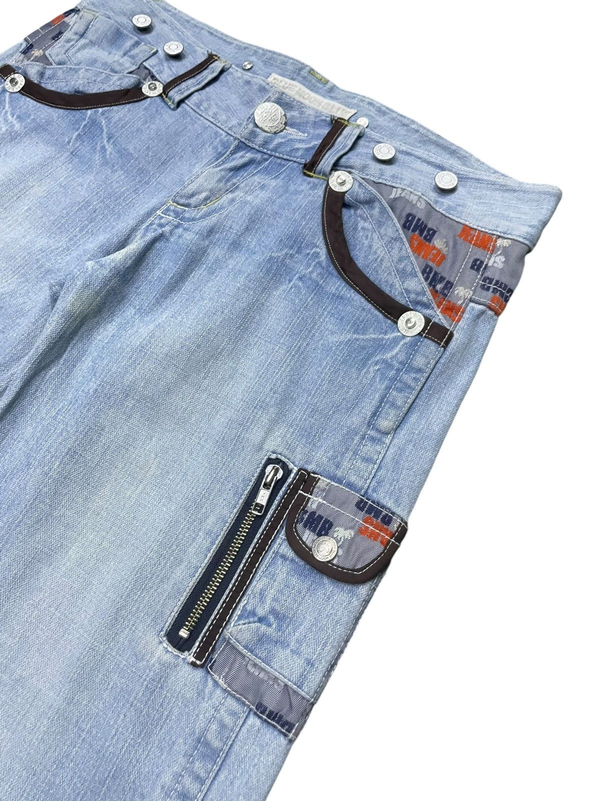 Hysteric Glamour × Japanese Brand × Red Monkey Blue Moon Japan Flared Wide Leg Cargo Jeans Low Rise Size US 32 / EU 48 - 4 Thumbnail