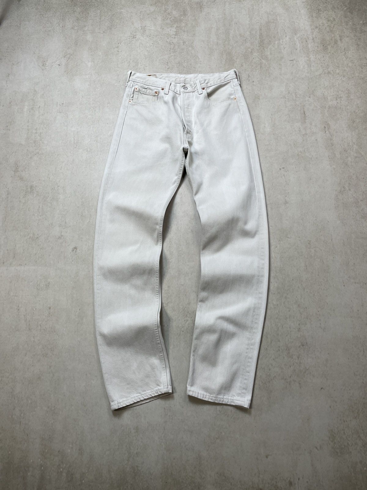 🔥CRAZY VINTAGE LEVI’S 501xx 34x36 WHITE DENIM PANTS 90s🔥