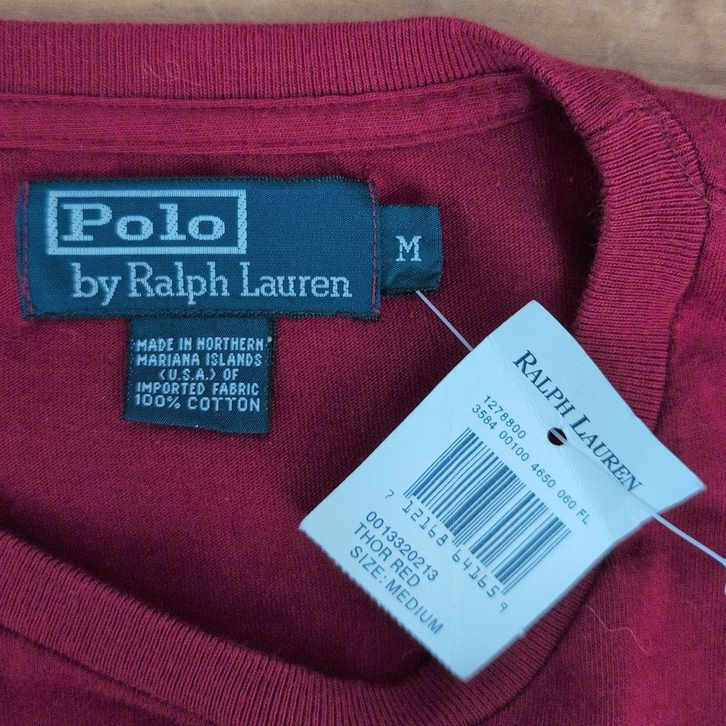 Polo Ralph Lauren × Vintage New Old Stock Polo Ralph Lauren Red Long Sleeve Logo T-Shirt Size US M / EU 48-50 / 2 - 2 Thumbnail