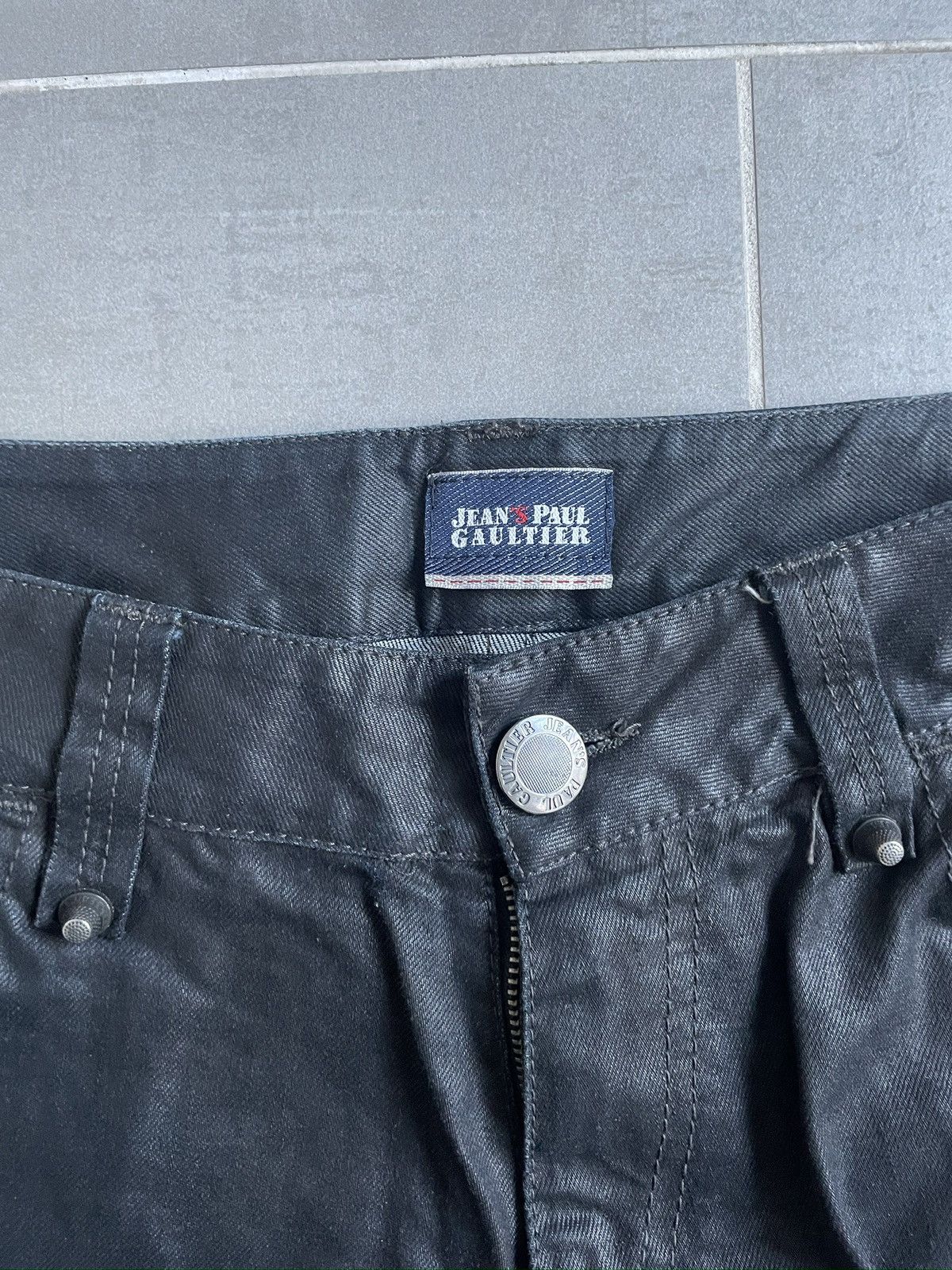 Vintage Jean Paul Gaultier Black Waxed Biker Jeans