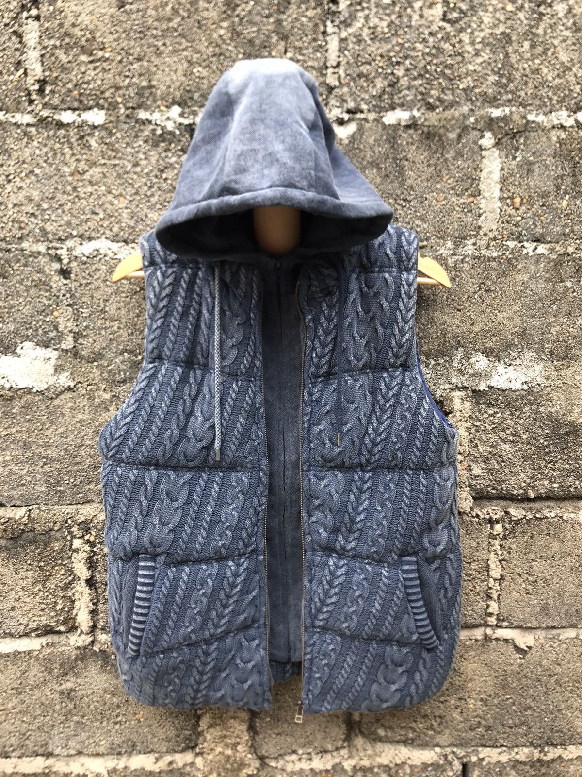 Indigo × Japanese Brand 🔥Real Masters Knit Puffer Hoodie Indigo Vest Size US M / EU 48-50 / 2 - 4 Thumbnail