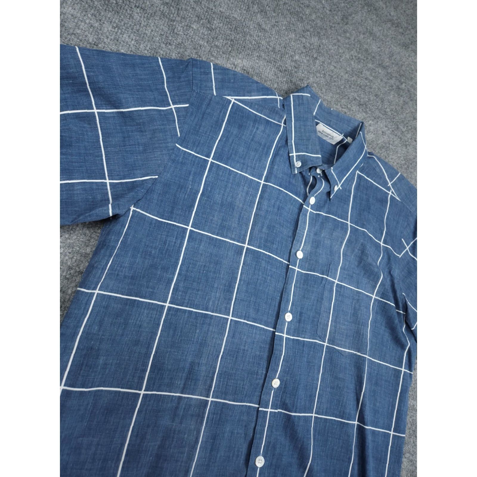 Saturdays NYC Saturdays NYC Shirt Men's Large Blue Plaid Short Sleeve Button-Up Oxford Button-Down Collar Oxford Shirt Casual Size US L / EU 52-54 / 3 - 3 Thumbnail