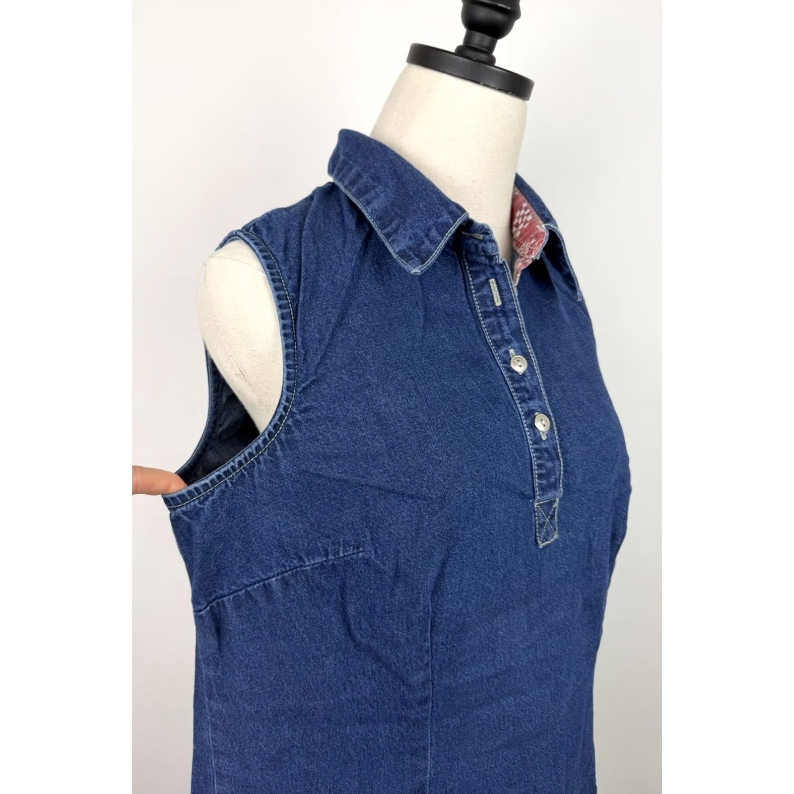 Vintage VINTAGE J.G. Hook Denim Dress Womens 12 / Large Blue Denim Western Cowgirl Shirt Dress Knee Length 100% Cotton Casual Dress Womens Size XL / US 12-14 / IT 48-50 - 7 Thumbnail