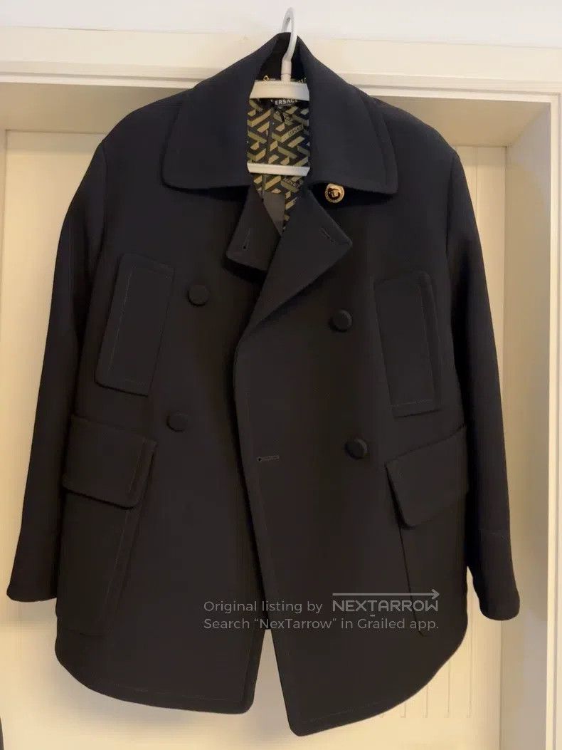 Versace Versace Black double-breasted coat Size S / US 4 / IT 40 - 1 Thumbnail