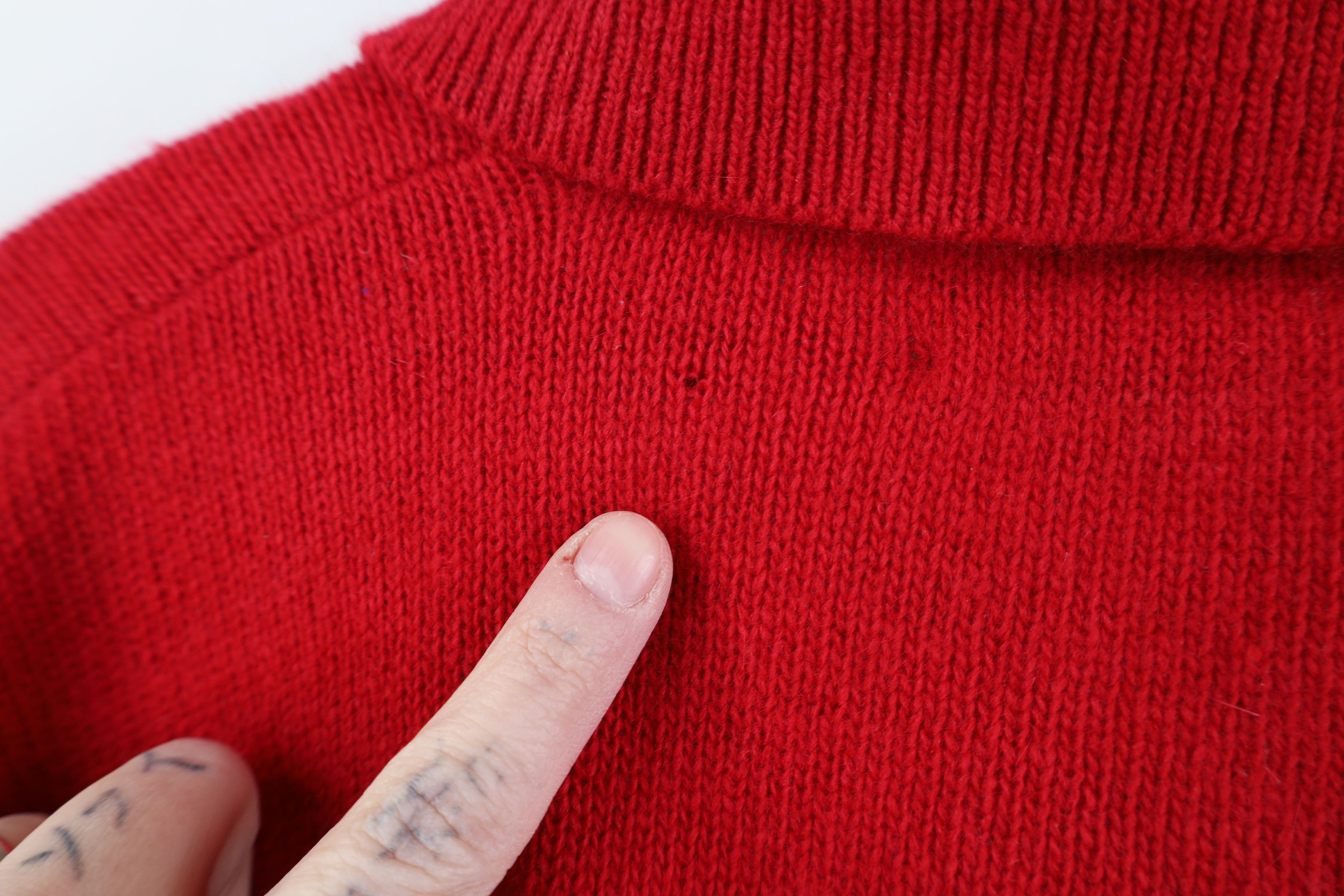 Vintage Vintage 90s Streetwear Lambswool Knit Collared Sweater Red Size L / US 10 / IT 46 - 10 Thumbnail