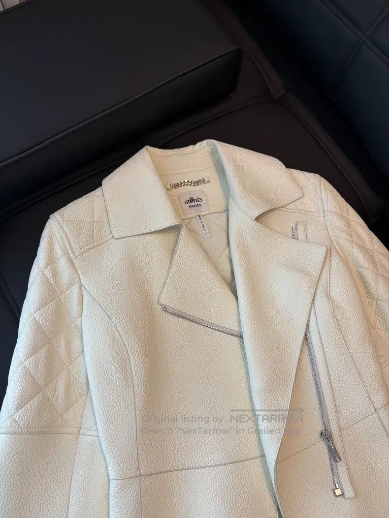 Hermes Hermes White Leather Jacket Size XXS / US 00 / IT 34 - 2 Thumbnail