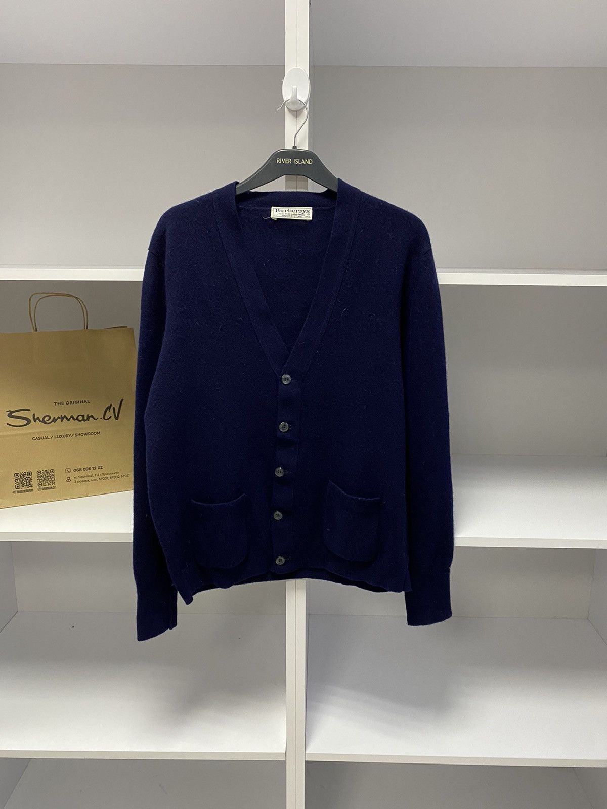 Burberry × Vintage Vintage Burberry wool navy cardigan sweater Size US S / EU 44-46 / 1 - 3 Thumbnail