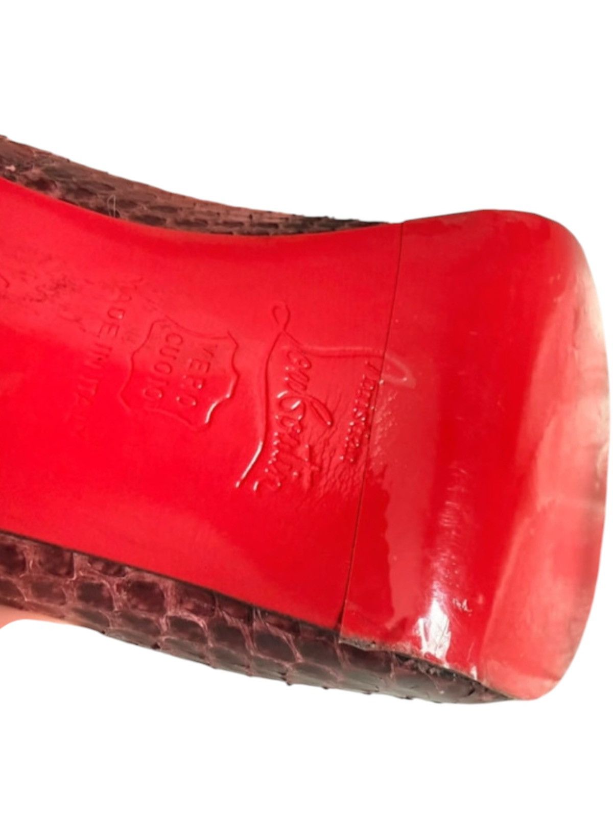 Christian Louboutin Christian Louboutin Burgundy Python Peep Toe Heels EU 40.5 Size US 10.5 / IT 40.5 - 8 Thumbnail