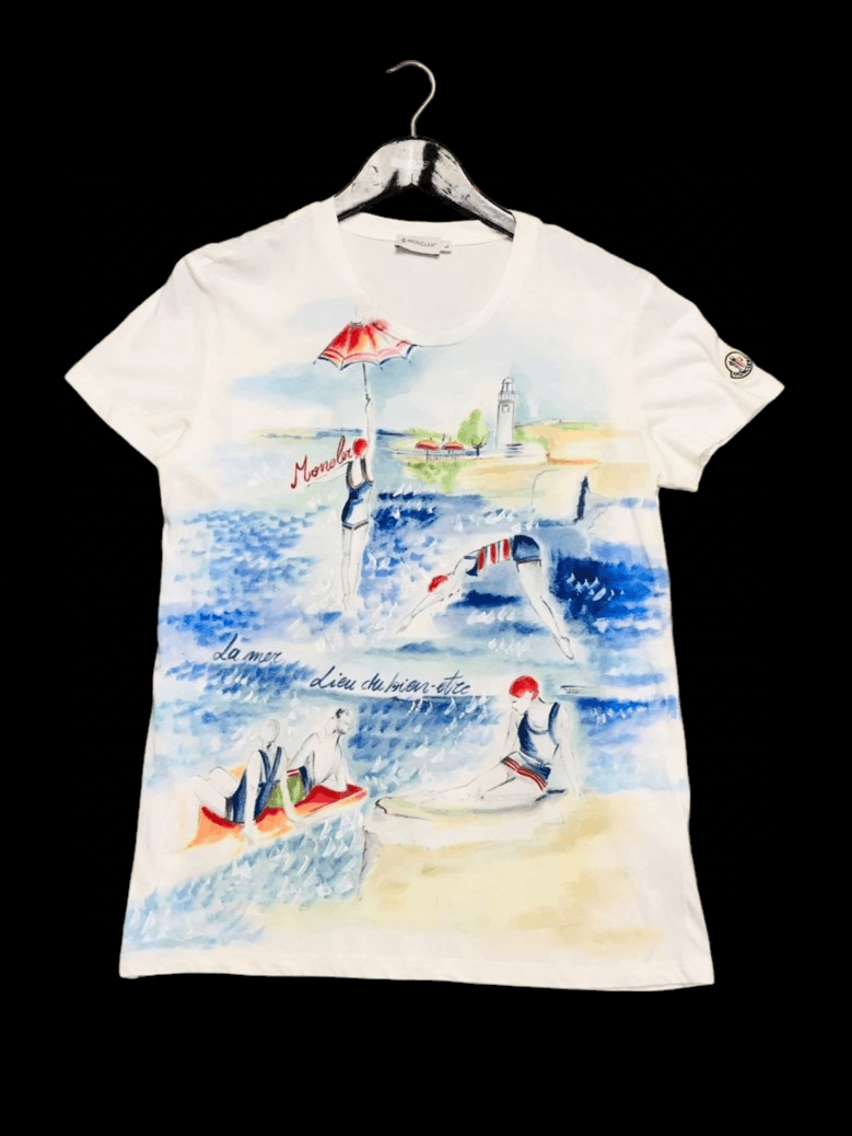 Moncler Moncler Beach Print T-Shirt Size L / US 10 / IT 46 - 1 Thumbnail