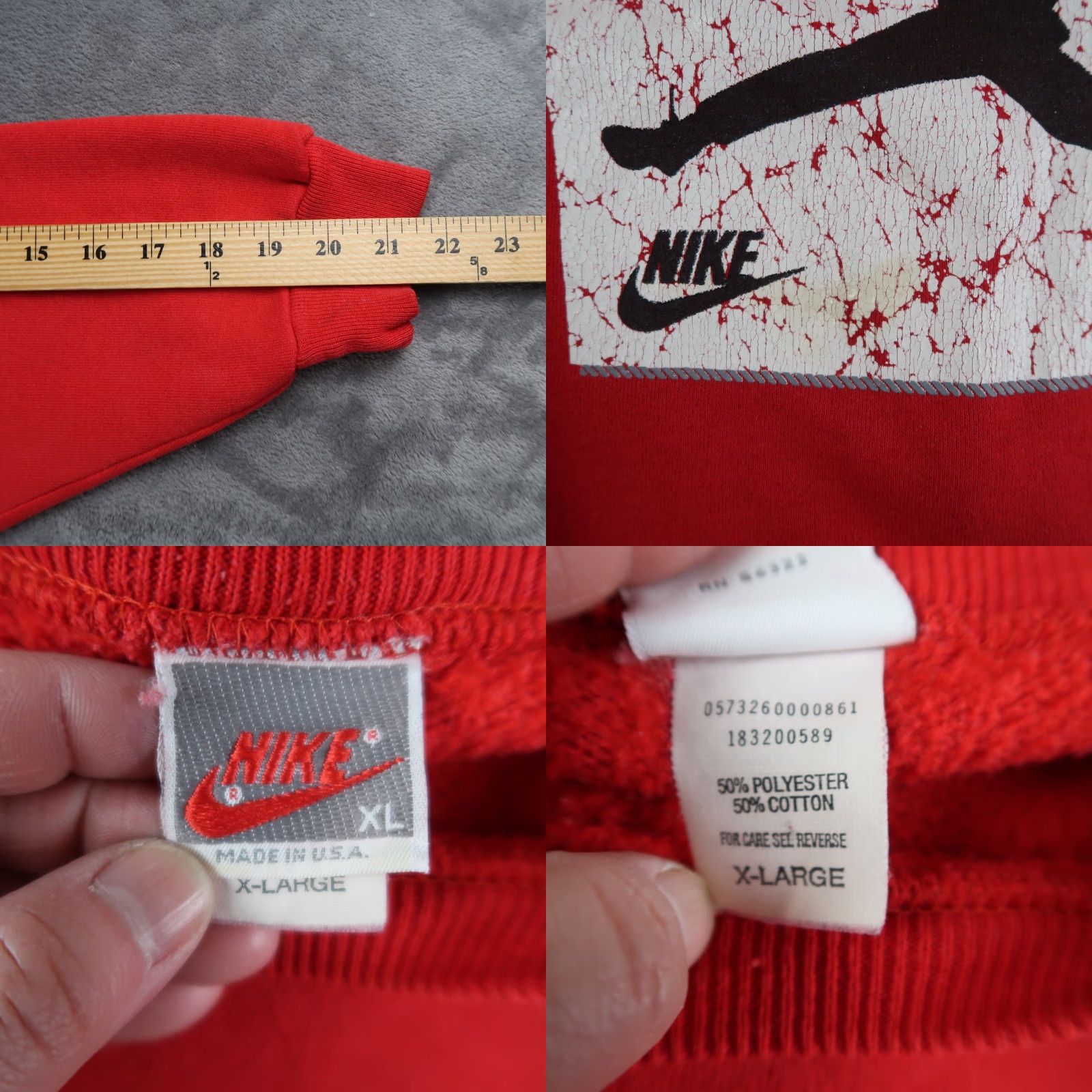 Nike VINTAGE Nike Flight Air Jordan Sweatshirt Crewneck XL Red USA 90s 80s Graphic Print Men Size US XL / EU 56 / 4 - 8 Thumbnail