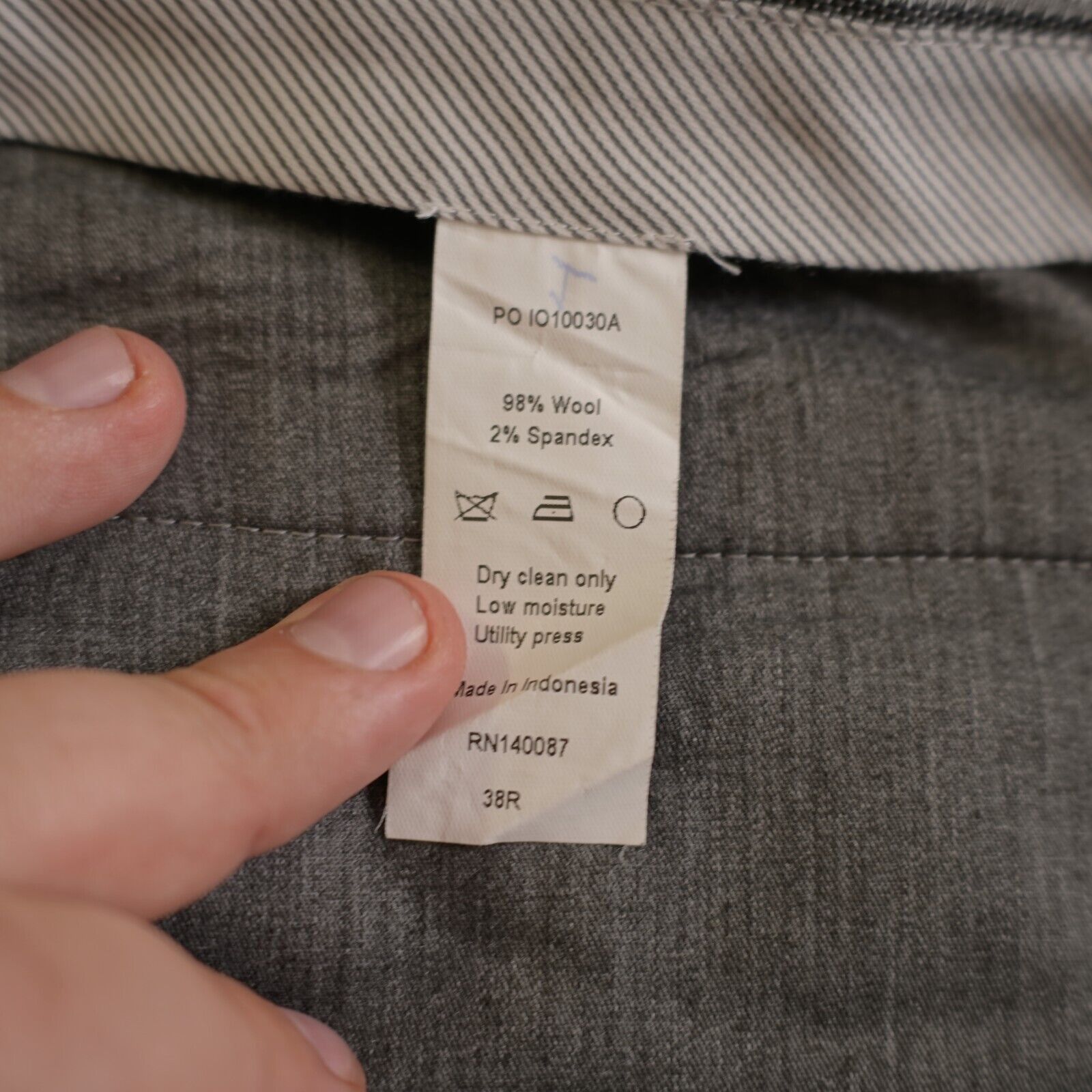 Hart Schaffner Marx Hart Schaffner Marx Wool Spandex Gray Flat Front Mid Rise Dr Size 38R - 7 Thumbnail