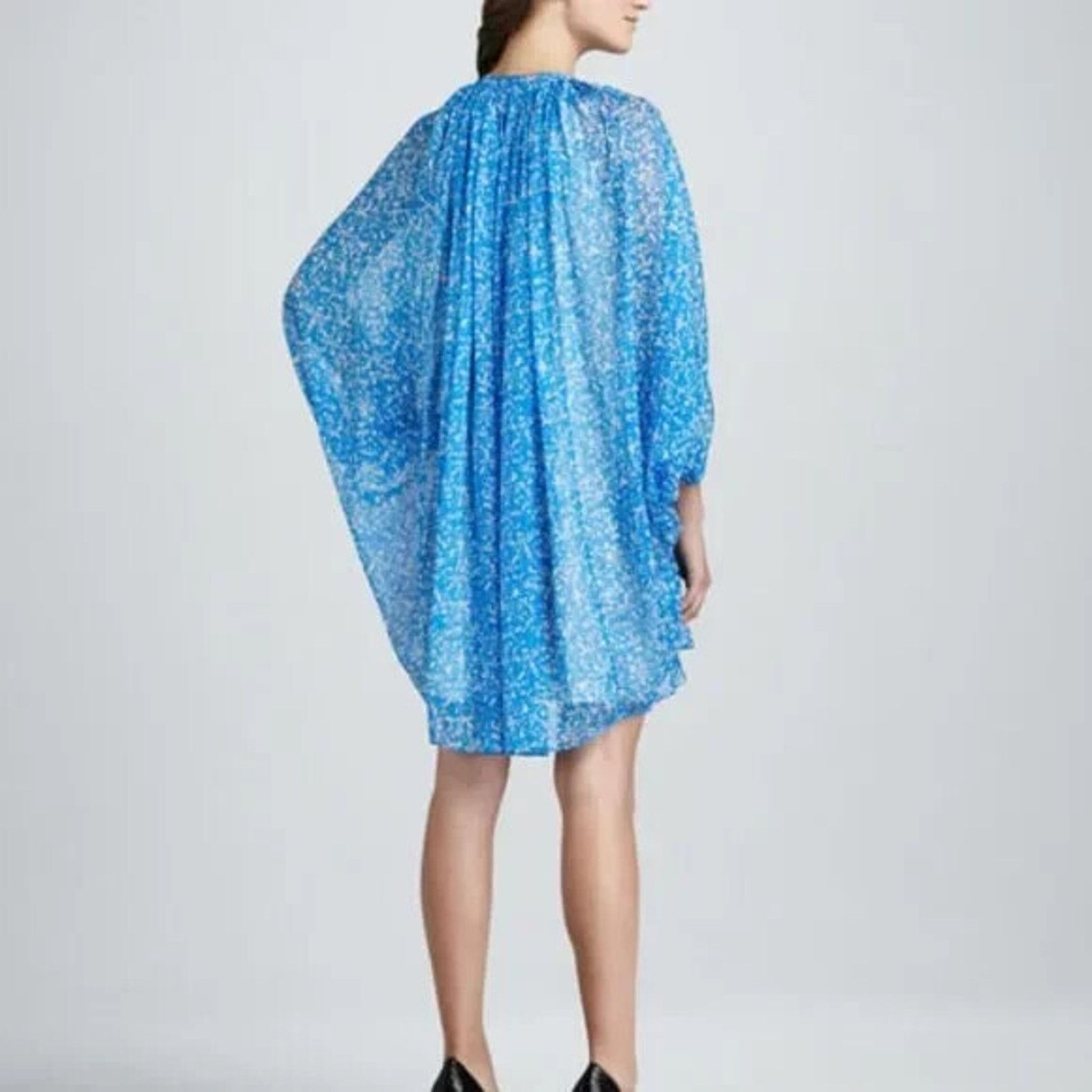 Diane von Furstenberg Diane Von Furstenberg Fleurette Dress Fleck Blue Chiffon 2 Size XS / US 0-2 / IT 36-38 - 2 Thumbnail