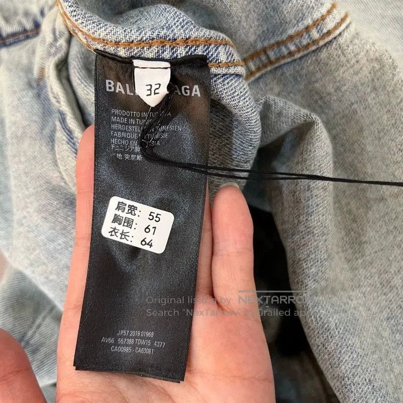 Balenciaga Balenciaga Green Logo Denim Jacket. Size US S / EU 44-46 / 1 - 5 Thumbnail