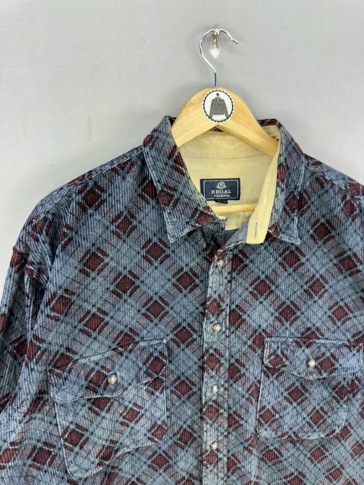 Japanese Brand Regal Friend Corduroy Plaid Check Flannel Shirt Size US XXL / EU 58 / 5 - 2 Thumbnail