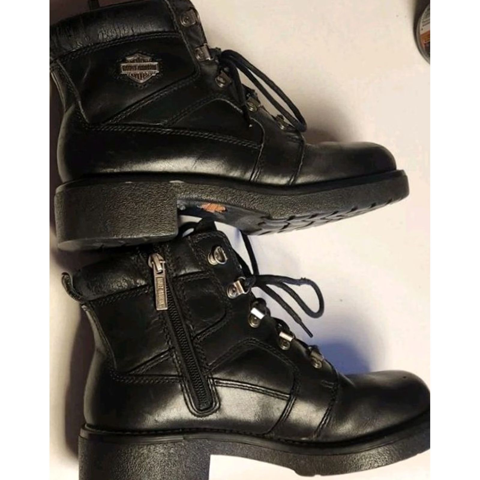 Harley Davidson Harley Davidson Womens 8 Express Lane Black Leather Biker Zip Ankle Boots 84008 Size US 8 / IT 38 - 7 Thumbnail