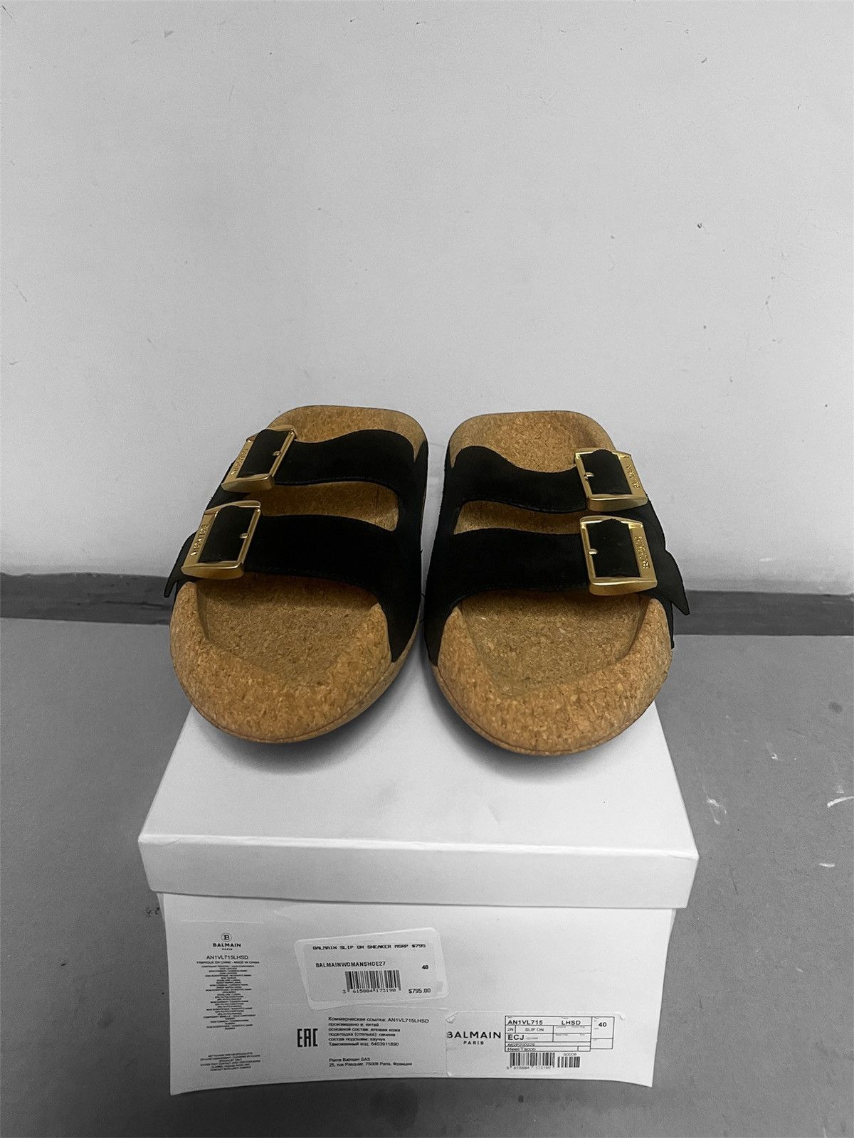 Balmain Balmain Women’s Cork Slide Sandals Size US 10 / IT 40 - 3 Thumbnail