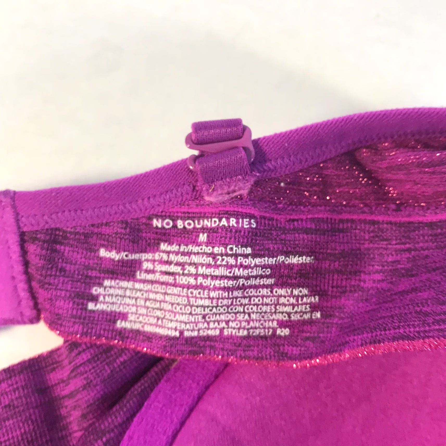 Vintage No Boundaries Women’s Wireless Push-Up Padded Bra M Metallic Pink/Purple Size ONE SIZE - 3 Thumbnail