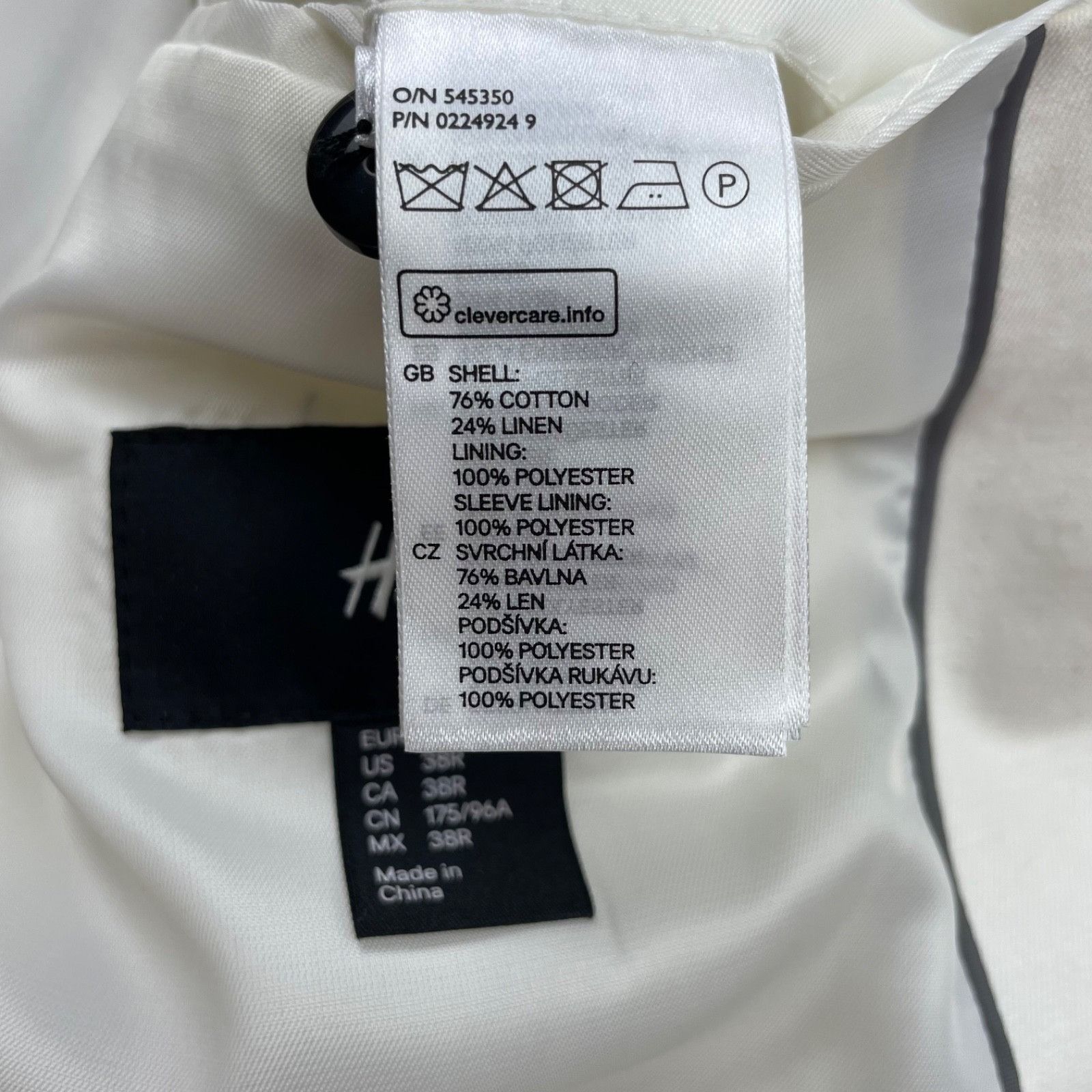H&M NEW H&M Men's Cotton/Linen 2-Button Blazer White • 38R US Size 38R - 6 Thumbnail