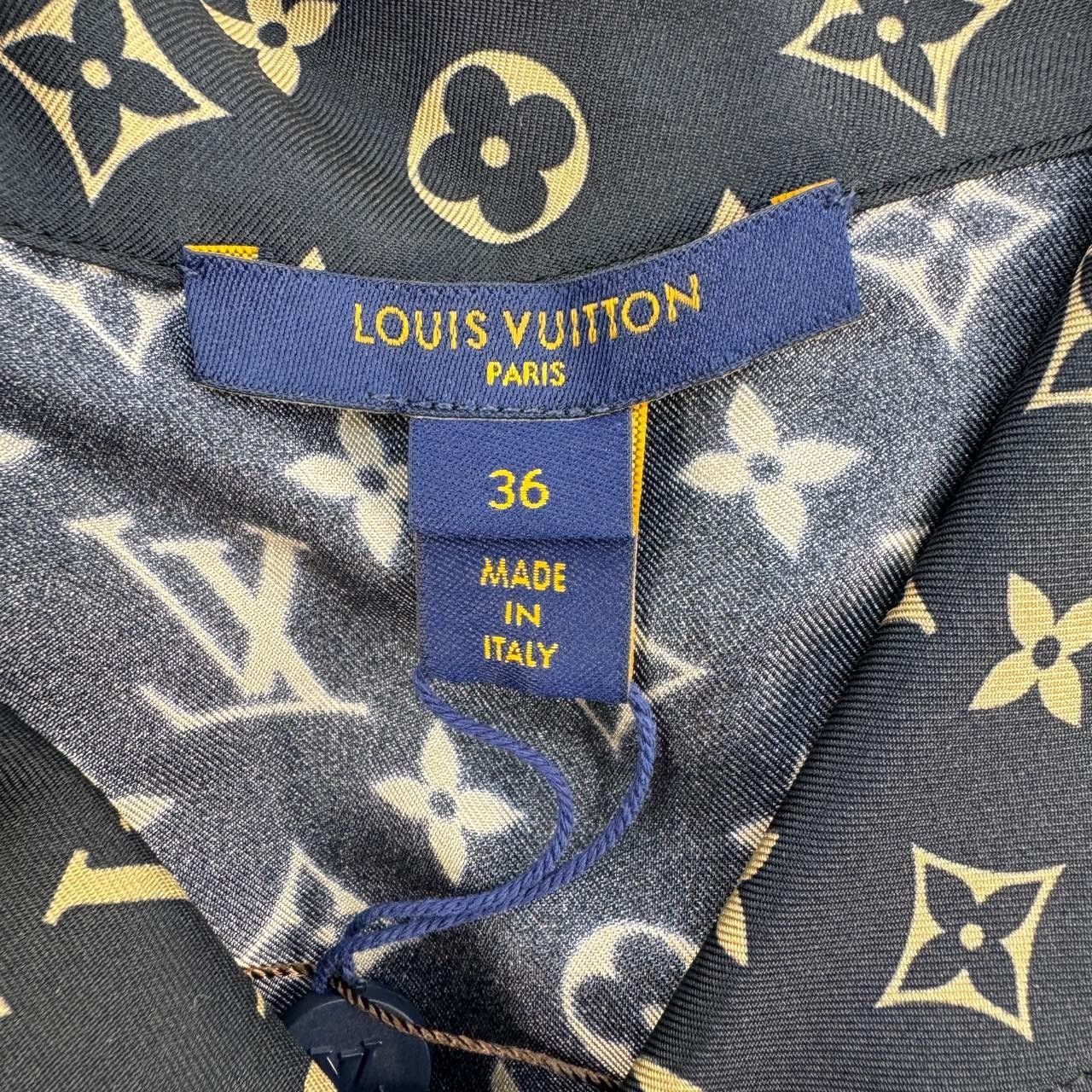 Louis Vuitton Louis Vuitton Black full logo mulberry silk shirt Nextarro Size XS / US 0-2 / IT 36-38 - 5 Thumbnail