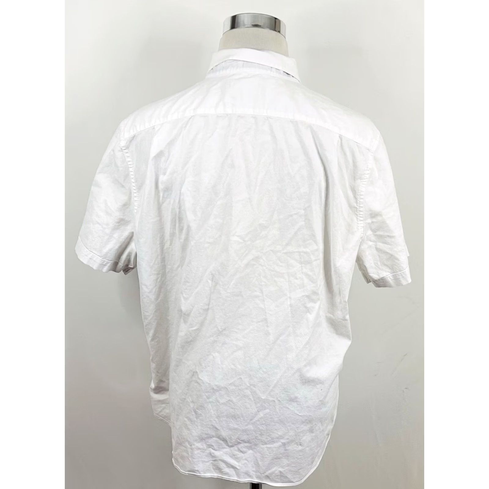 Nautica Nautica XL Classic Fit Short Sleeve Oxford Shirt White Stretch Cotton Blend Men Size US XL / EU 56 / 4 - 4 Thumbnail