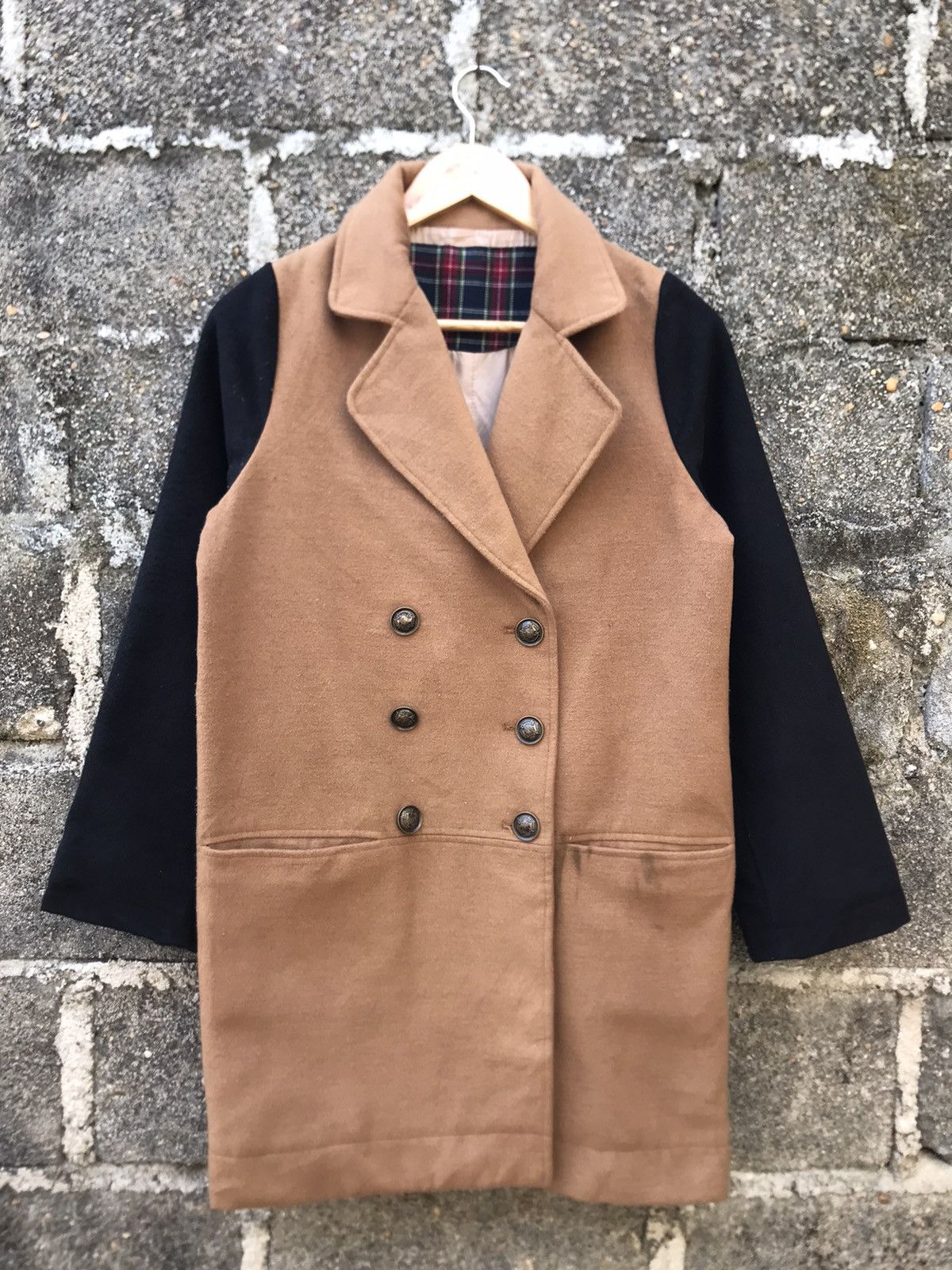 Japanese Brand Long Coat Double Breasted Two Tone Colour Size M / US 6-8 / IT 42-44 - 1 Thumbnail