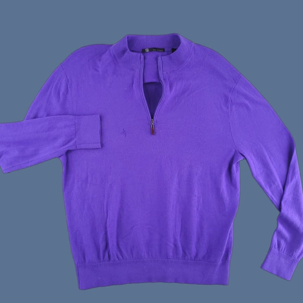 Layer 8 Raffi Shaya Sweater Mens Medium Quarter Zip Merino Wool Purple | Solid Layer Pullover Knit Shirt Womens? Size US M / EU 48-50 / 2 - 1 Thumbnail