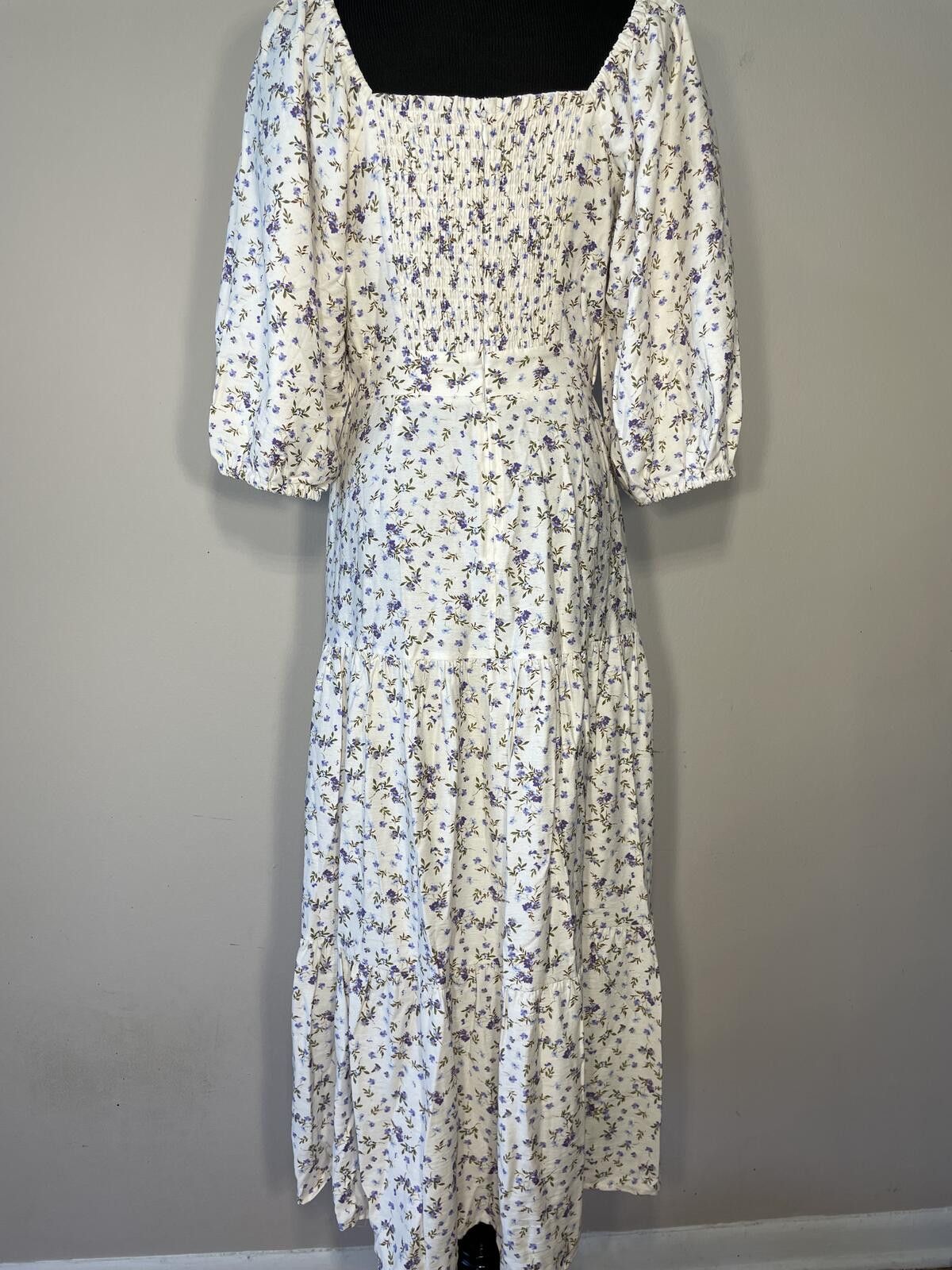 MINKPINK MINKPINK Hailey Floral Puff Sleeve Cutout Midi Dress Cottage Size M / US 6-8 / IT 42-44 - 5 Thumbnail