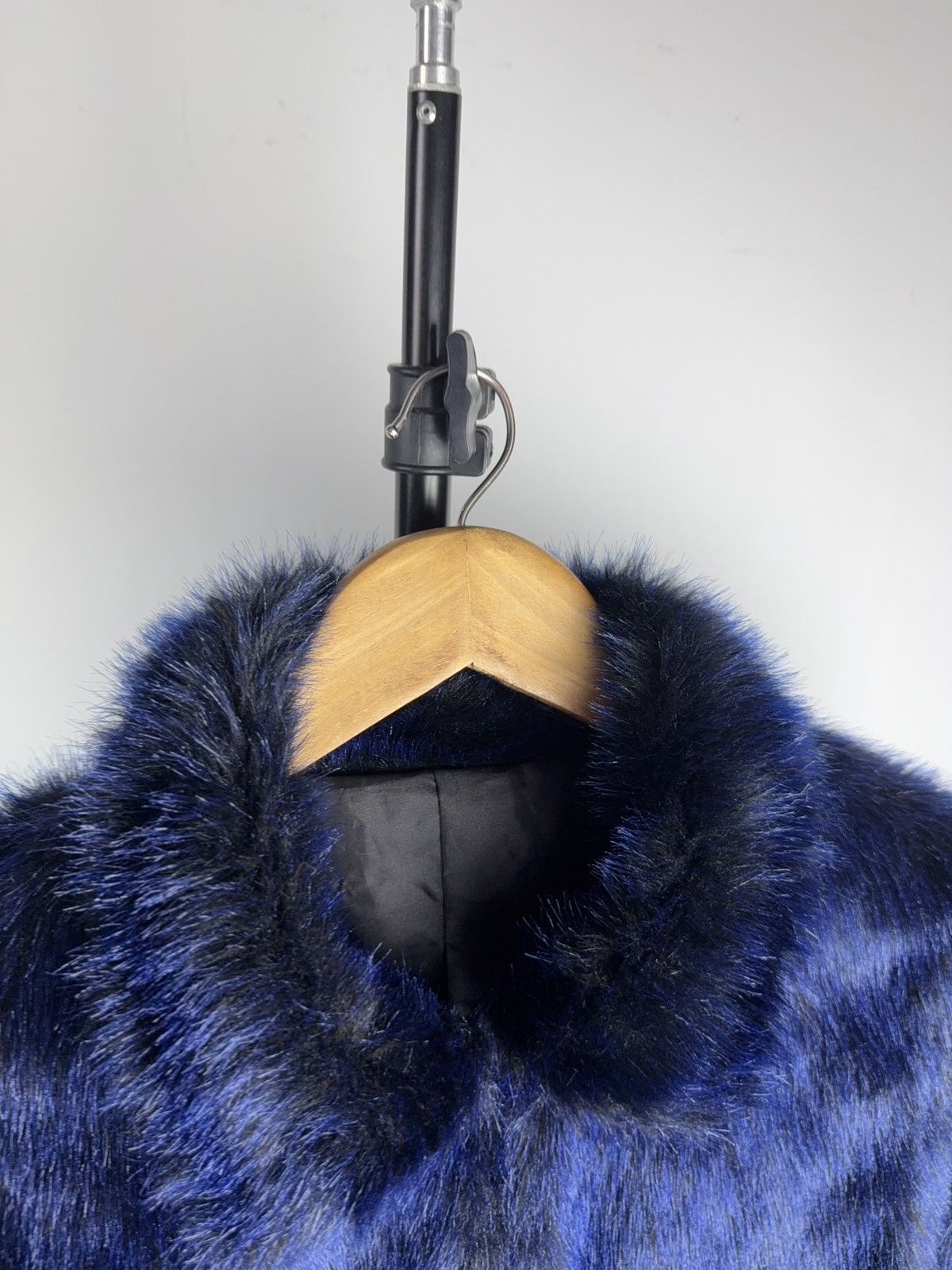 If Six Was Nine 00s Blue Faux Fur Jacket Cropped Hysteric Glamour Style Vibe Size M / US 6-8 / IT 42-44 - 6 Thumbnail