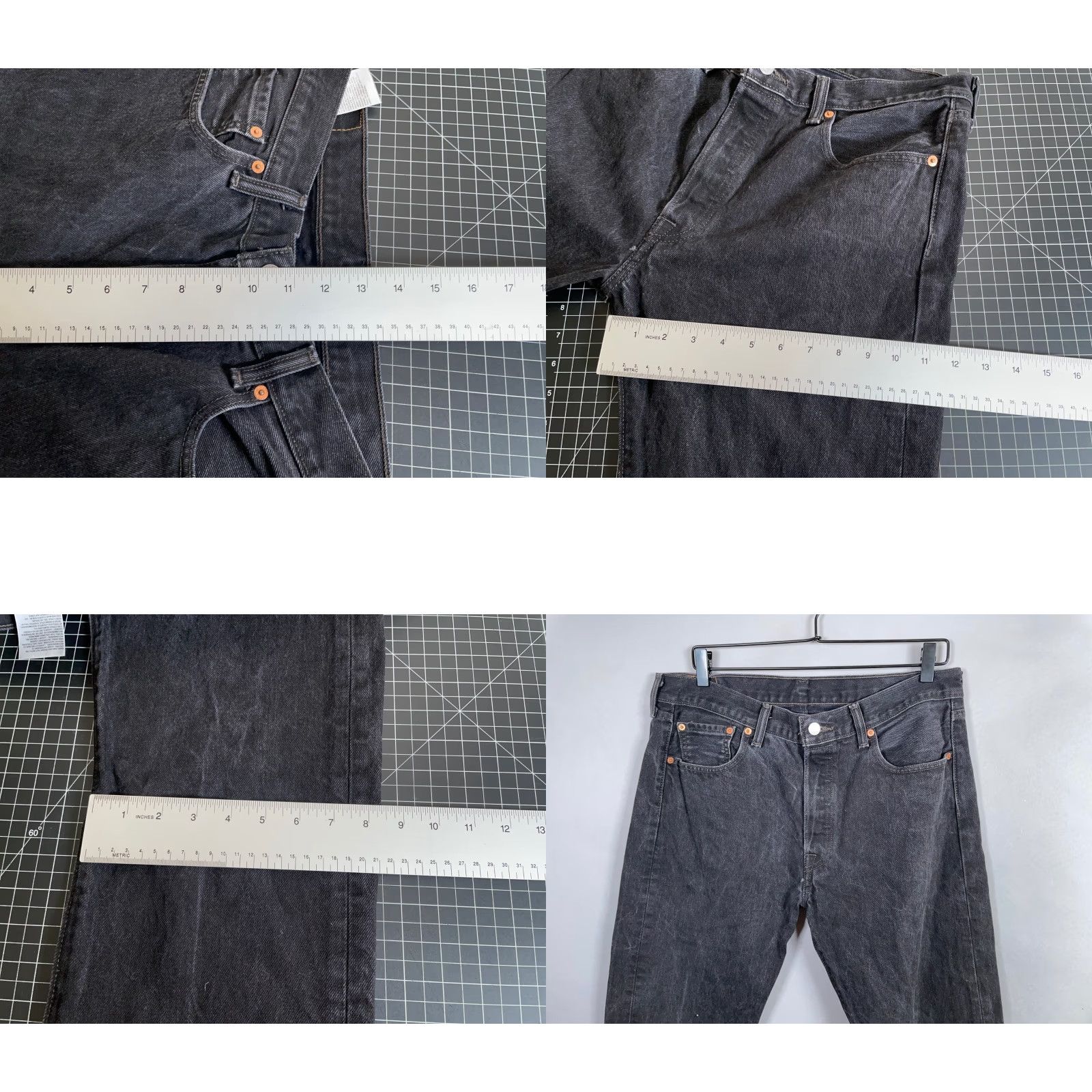 Levi's VINTAGE Levi's 501 Jeans Men's 34x32 Straight Fit Black Cotton Denim Retro 90s Size US 34 / EU 50 - 8 Thumbnail