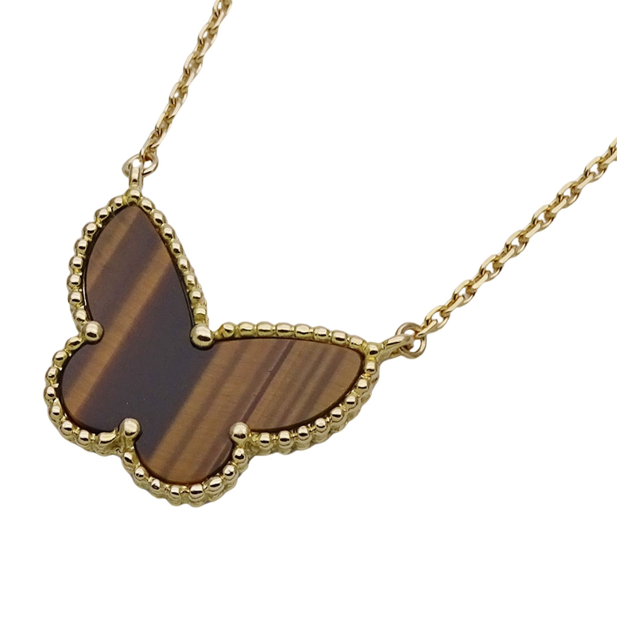 Van Cleef & Arpels Van Cleef & Arpels Lucky Alhambra Papillon Necklace for Women, 750YG Tiger's Eye Yellow Gold, VCARD98500, Polished Jewelry. Size ONE SIZE - 1 Thumbnail