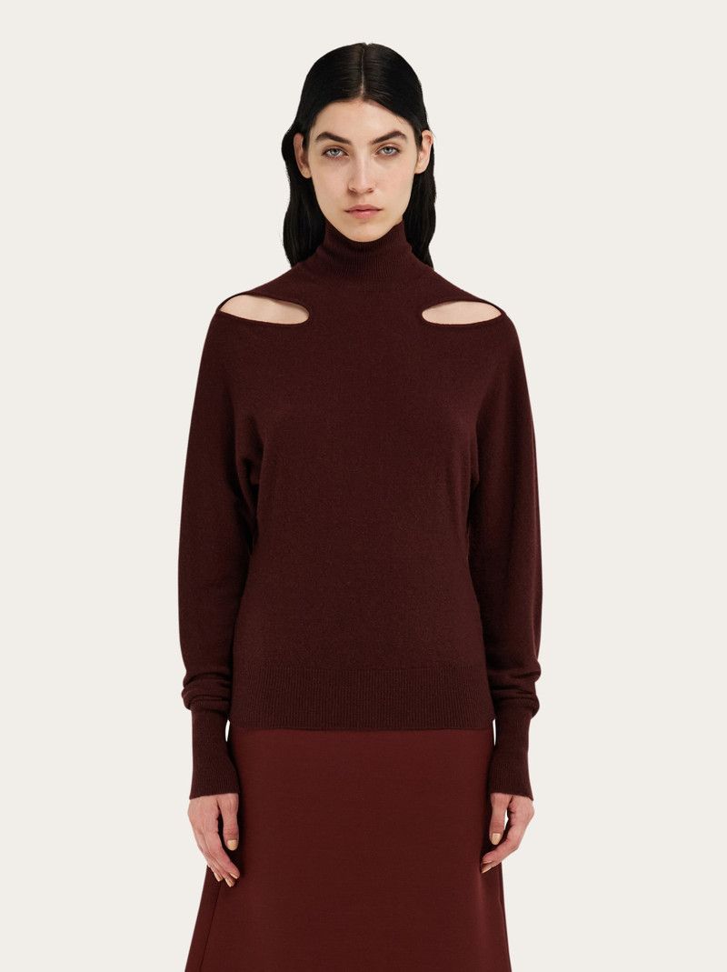 Salvatore Ferragamo o1s1rm0526 Knitted Mockneck Sweater in Brown Size XS / US 0-2 / IT 36-38 - 2 Thumbnail