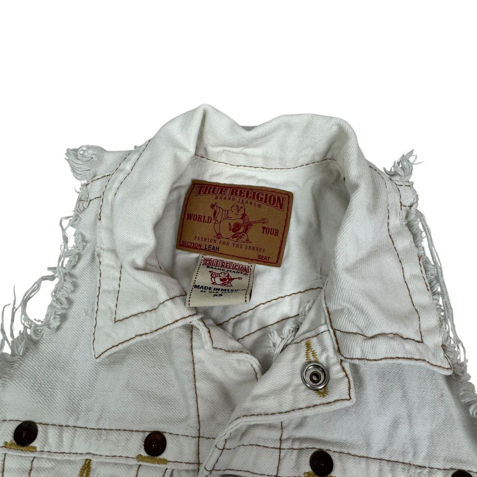 True Religion True Religion Leah Kylie Womens White Cotton Trucker Vest XS Size XS / US 0-2 / IT 36-38 - 11 Thumbnail