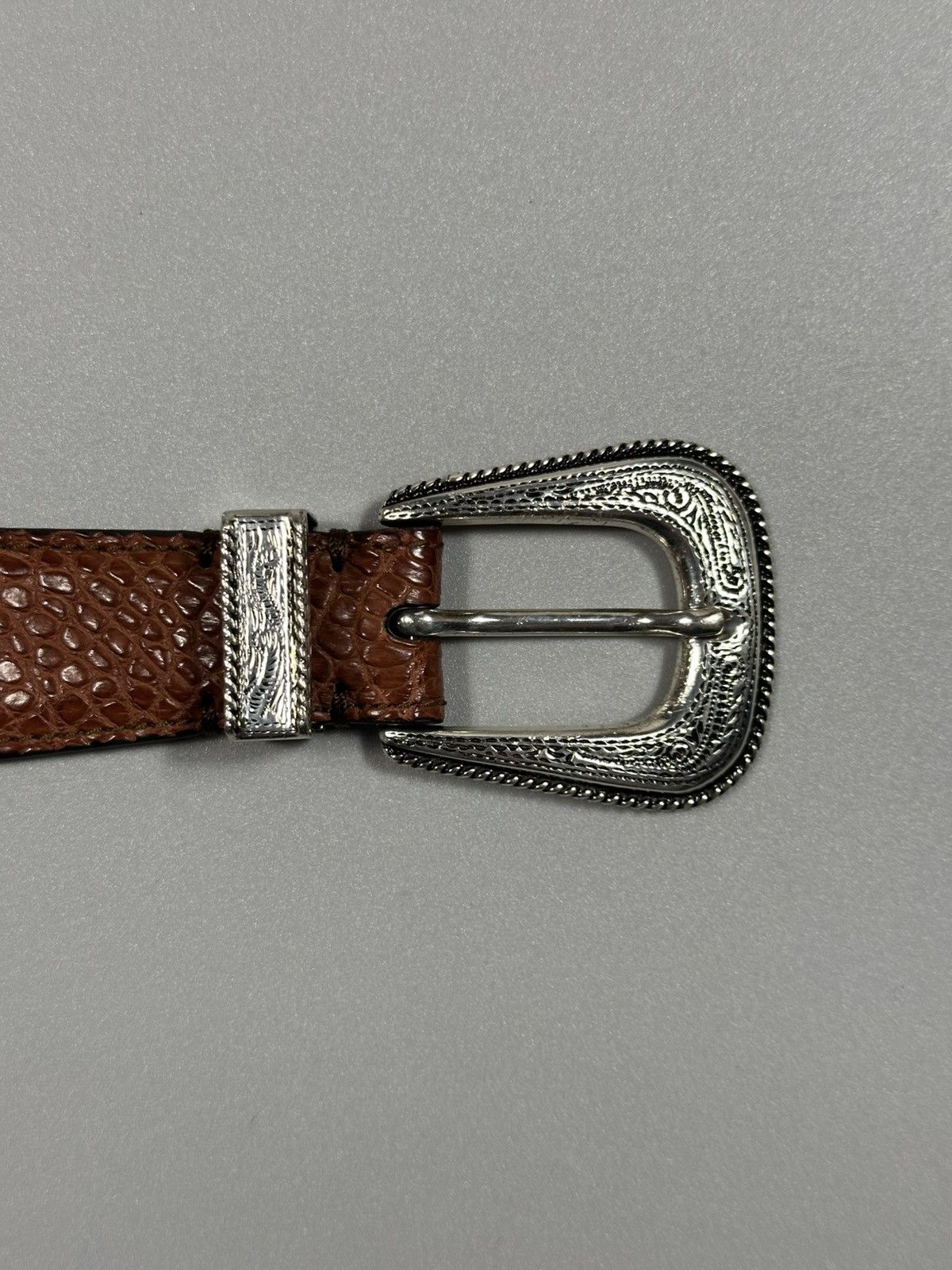 Brunello Cucinelli Brunello Cucinelli Croc Leather Sterling Silver Western Belt Size ONE SIZE - 8 Thumbnail
