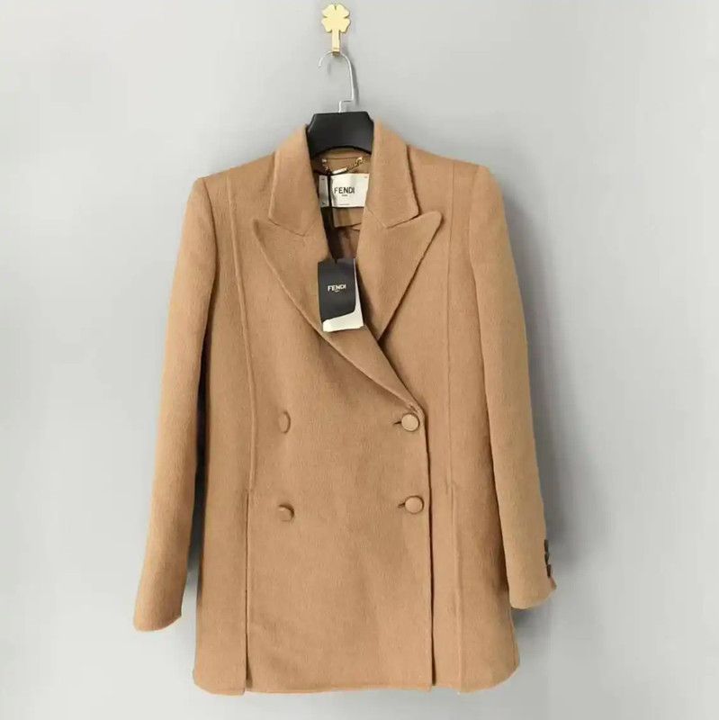 Fendi Beige Wool Women's Coat 0089