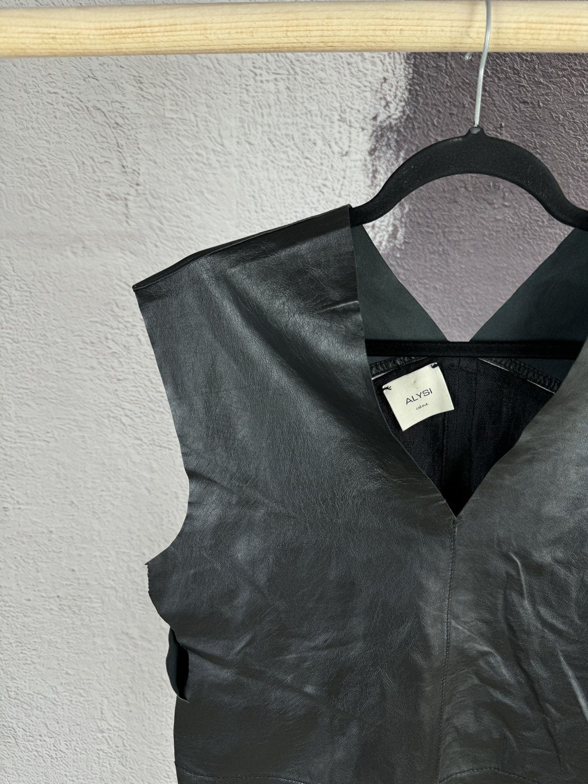 Designer × Genuine Leather Alysi creme black leather linen vest Size XS / US 0-2 / IT 36-38 - 3 Thumbnail