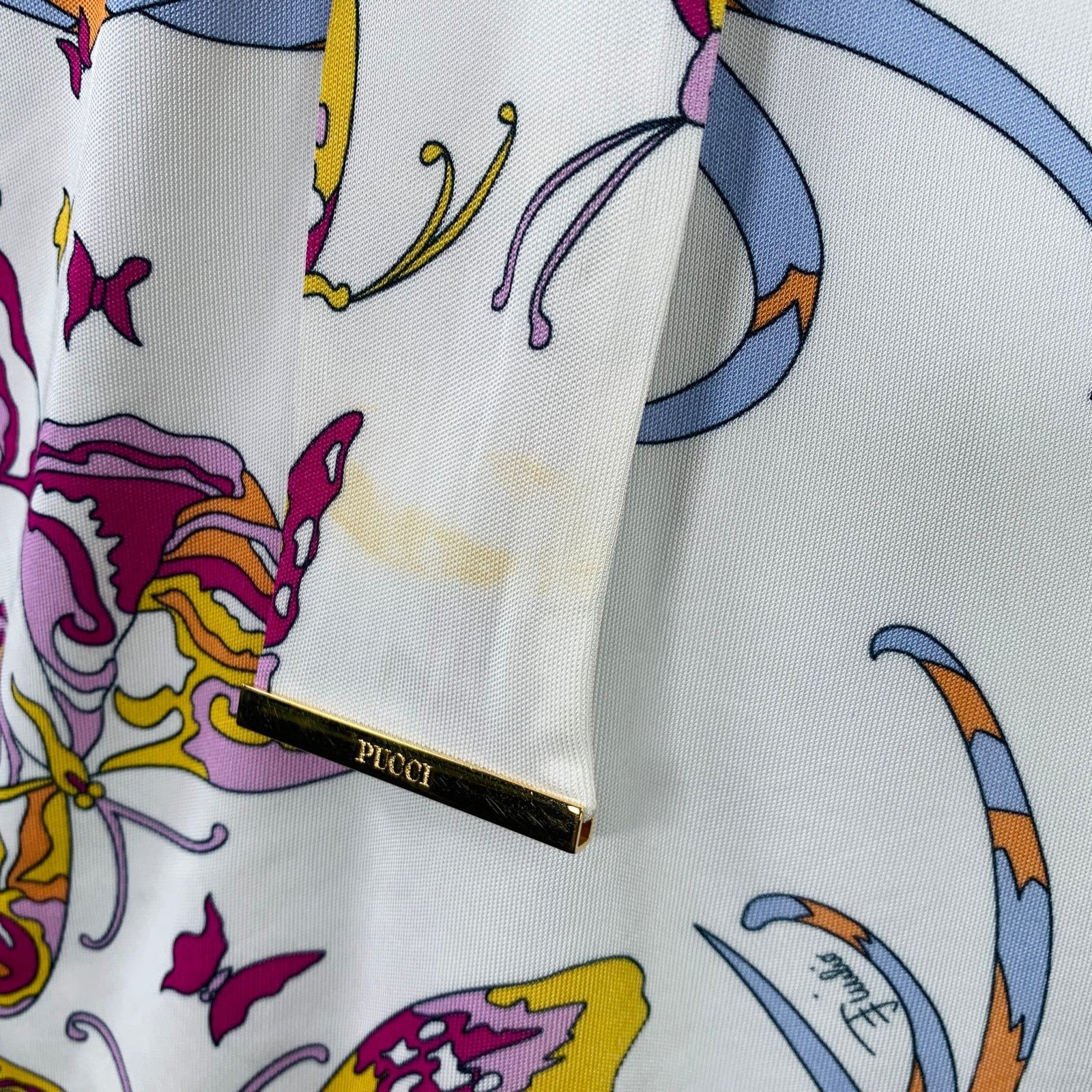 Emilio Pucci EMILIO PUCCI White Pink Butterflies 3/4 Sleeves Casual Top Size XL / US 12-14 / IT 48-50 - 4 Thumbnail
