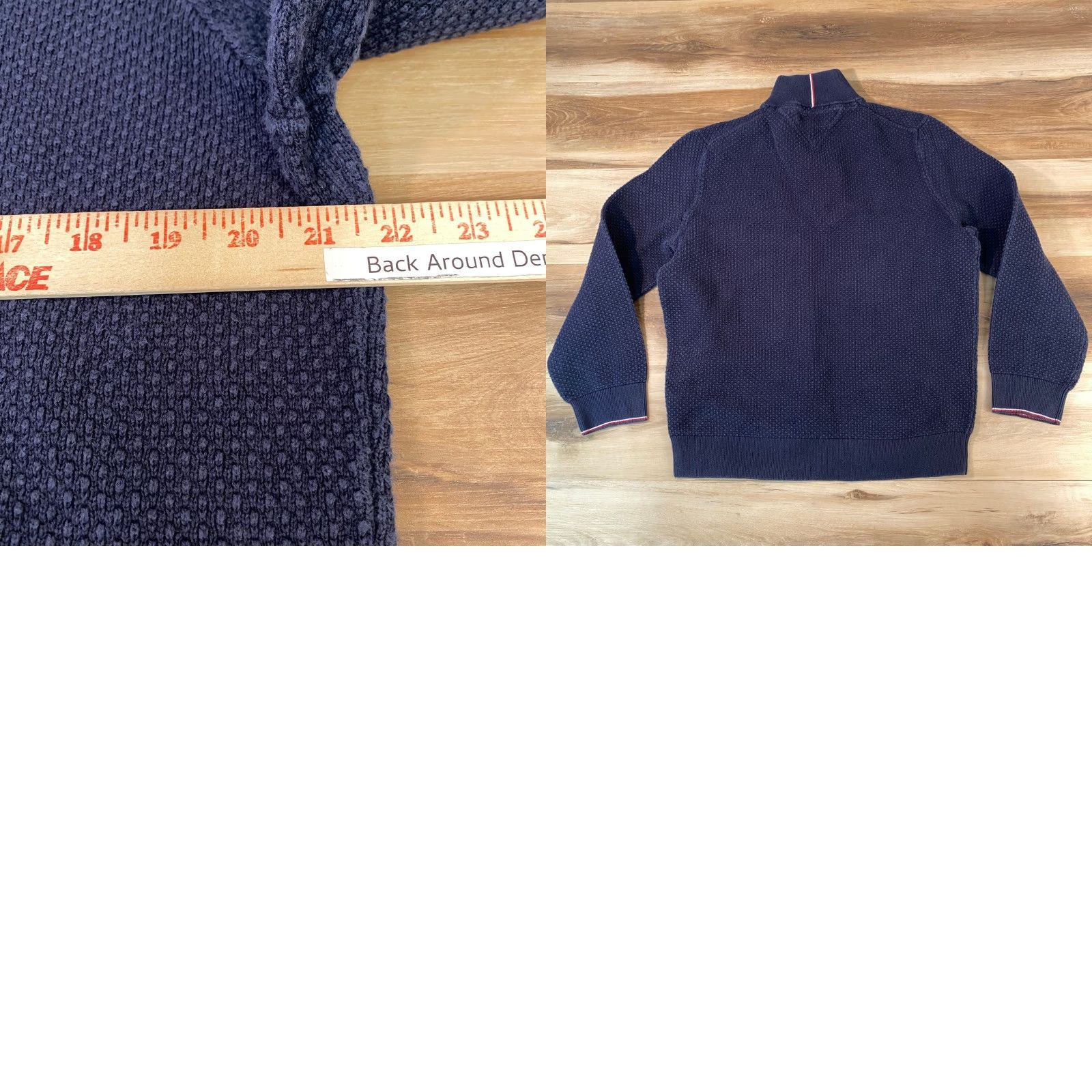 Tommy Hilfiger Tommy Hilfiger Sweater Mens XL Navy Blue Cotton Waffle Knit Quarter Zip Size US XL / EU 56 / 4 - 8 Thumbnail