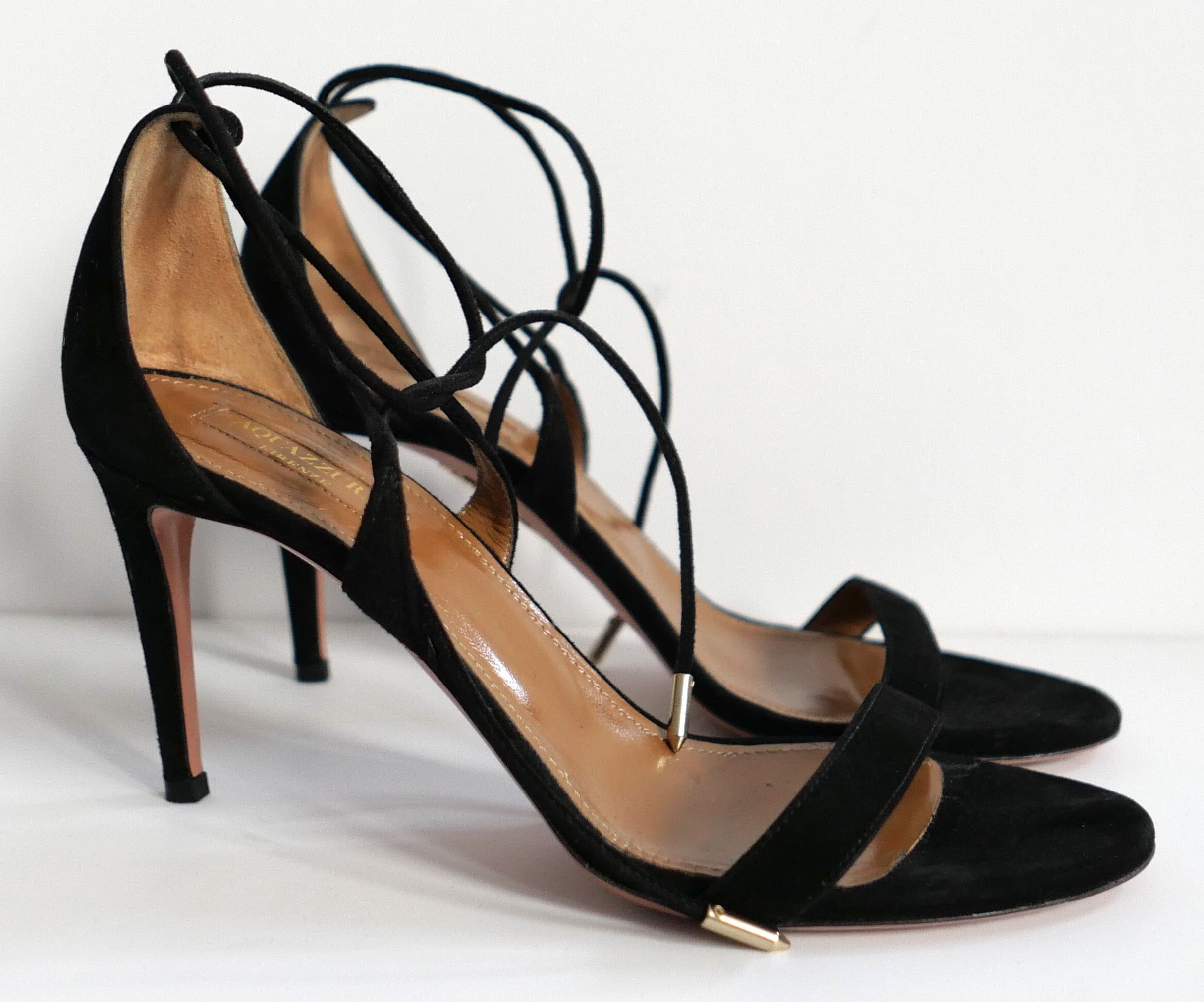 Aquazzura Aquazzura Linda Sandals Heels Black Suede Size US 8 / IT 38 - 1 Thumbnail