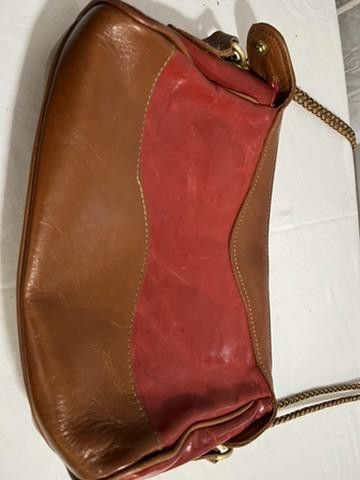 Designer Stylish Red and Brown Leather Handbag Size ONE SIZE - 5 Thumbnail